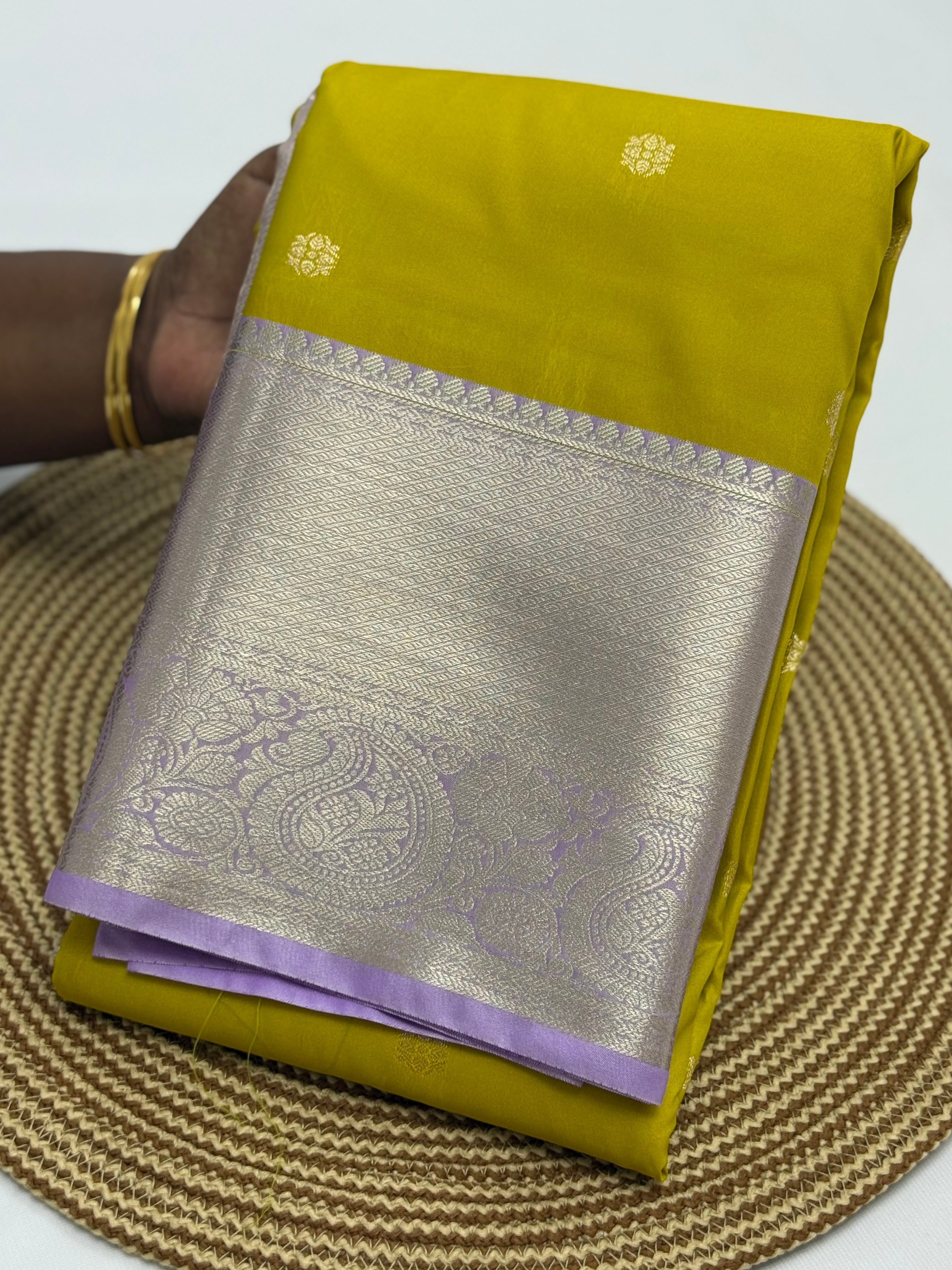 PREMIUM SEMI KANCHI SILK SAREE - CYBER YELLOW