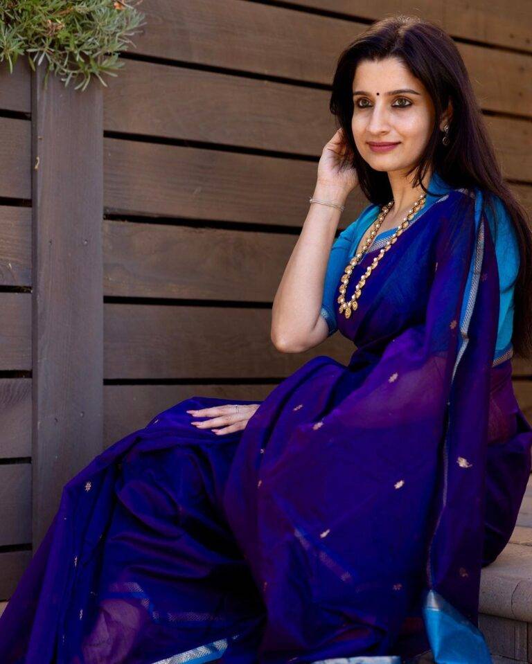 MAHESHWARI COTTON SILK SAREE - VIOLET