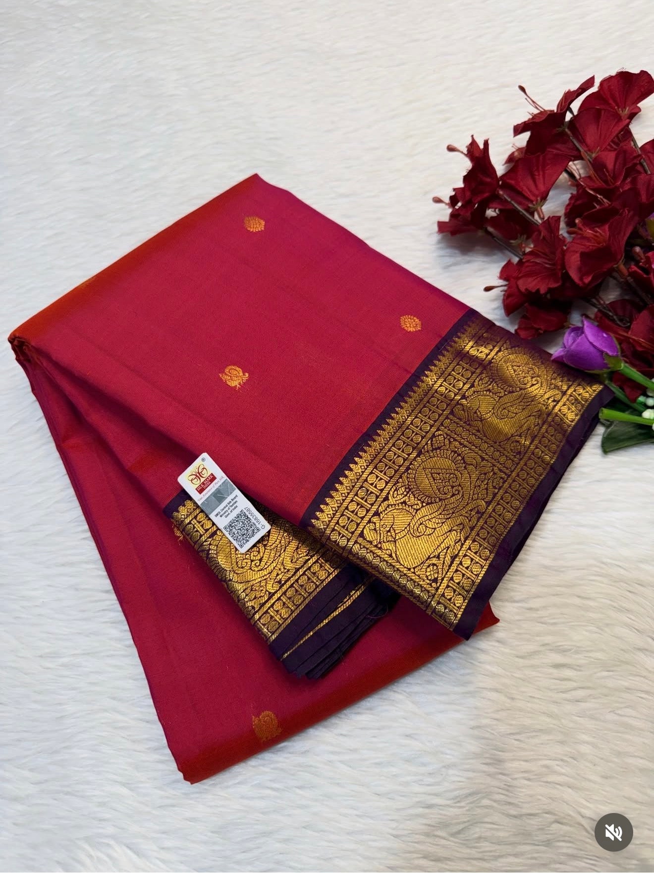 KANCHIPURAM PURE SILK SAREE | SILKMARK® CERTIFIED - RASPBERRY RED
