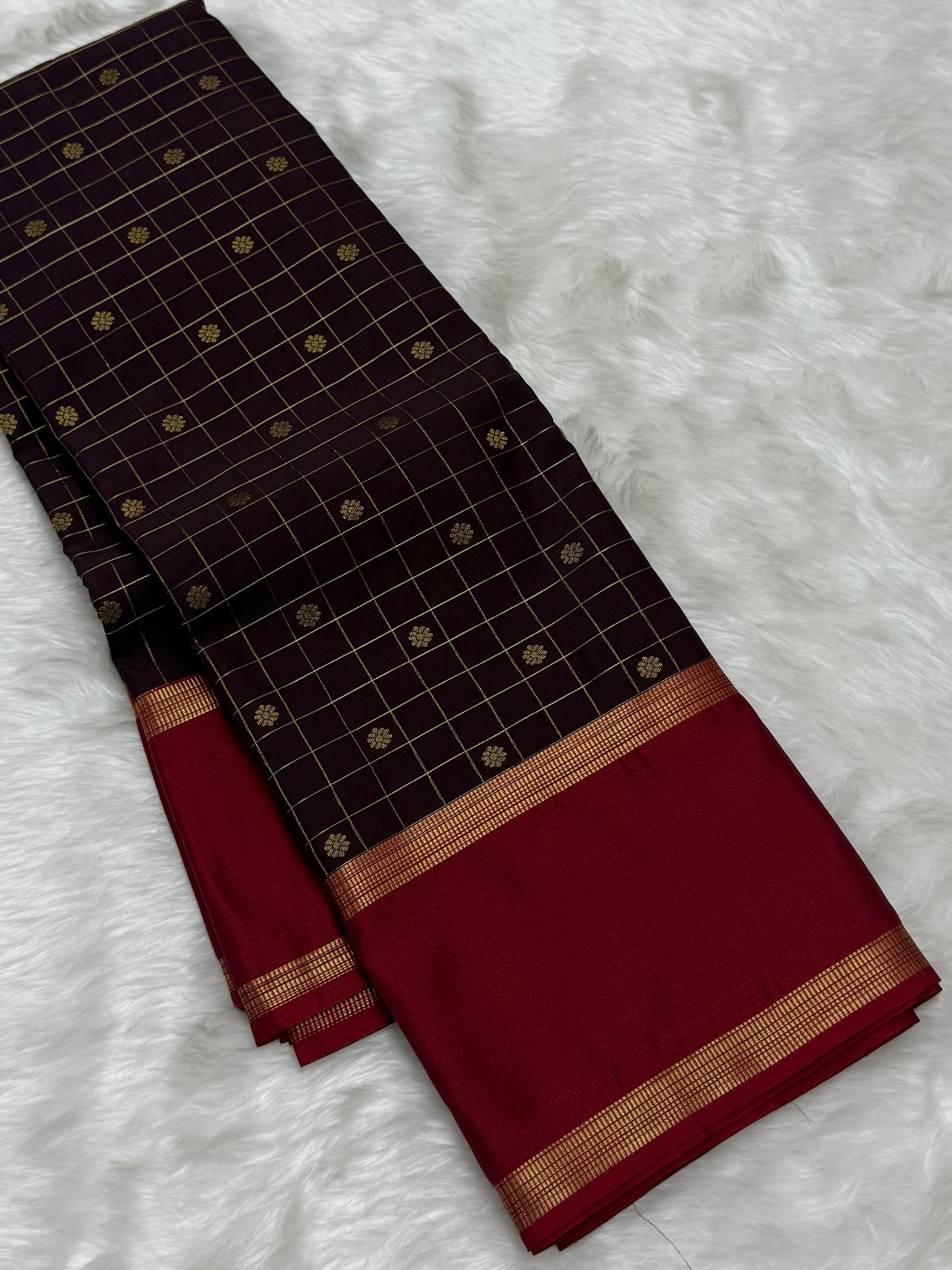 PREMIUM SEMI KANCHI SILK SAREE - DARK AUBERGINE
