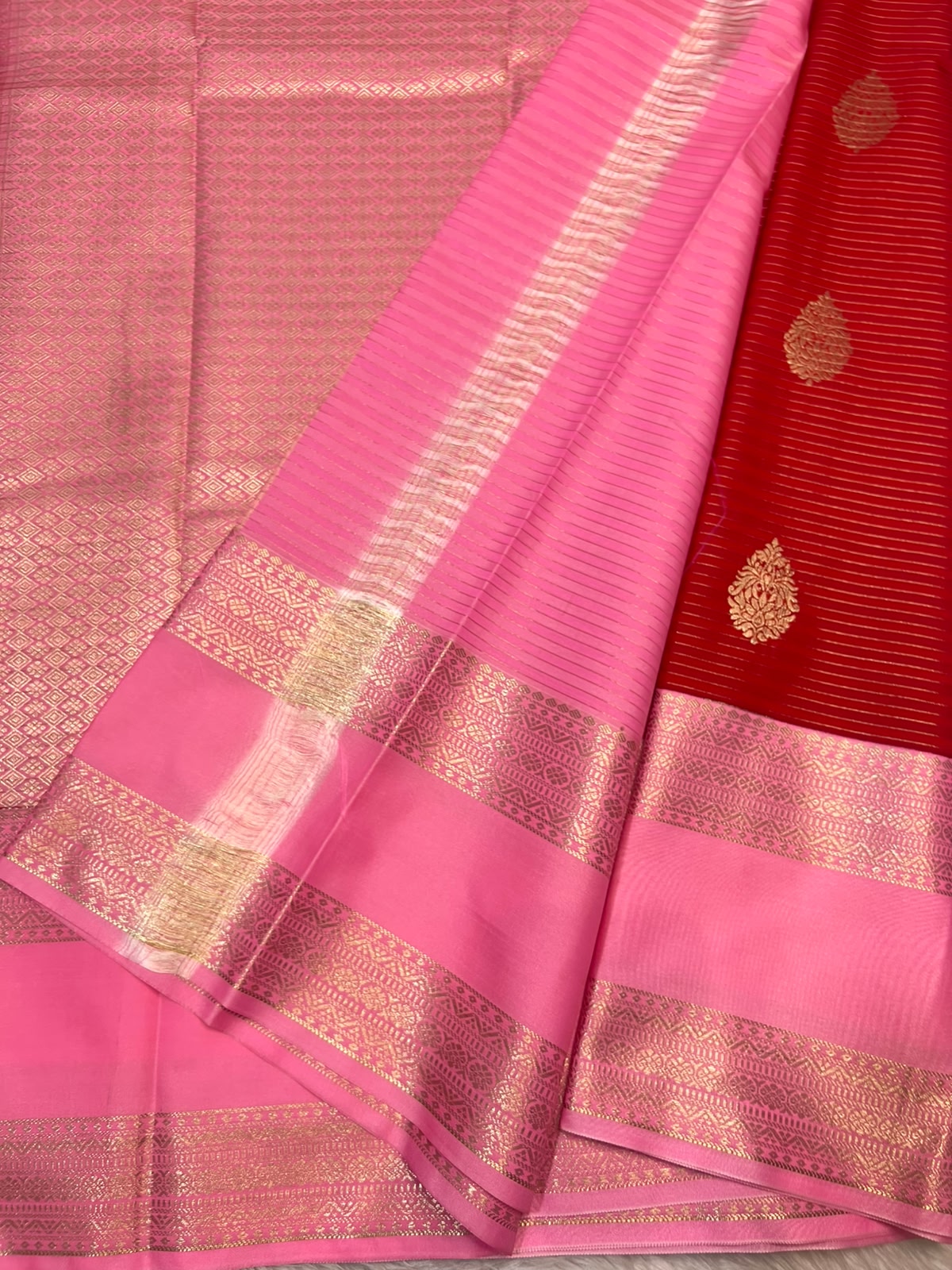 PREMIUM SEMI KANCHI SILK SAREE - RED