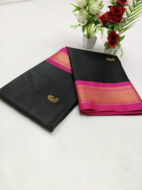 SICO SILK PAITHANI BORDER SAREE - BLACK