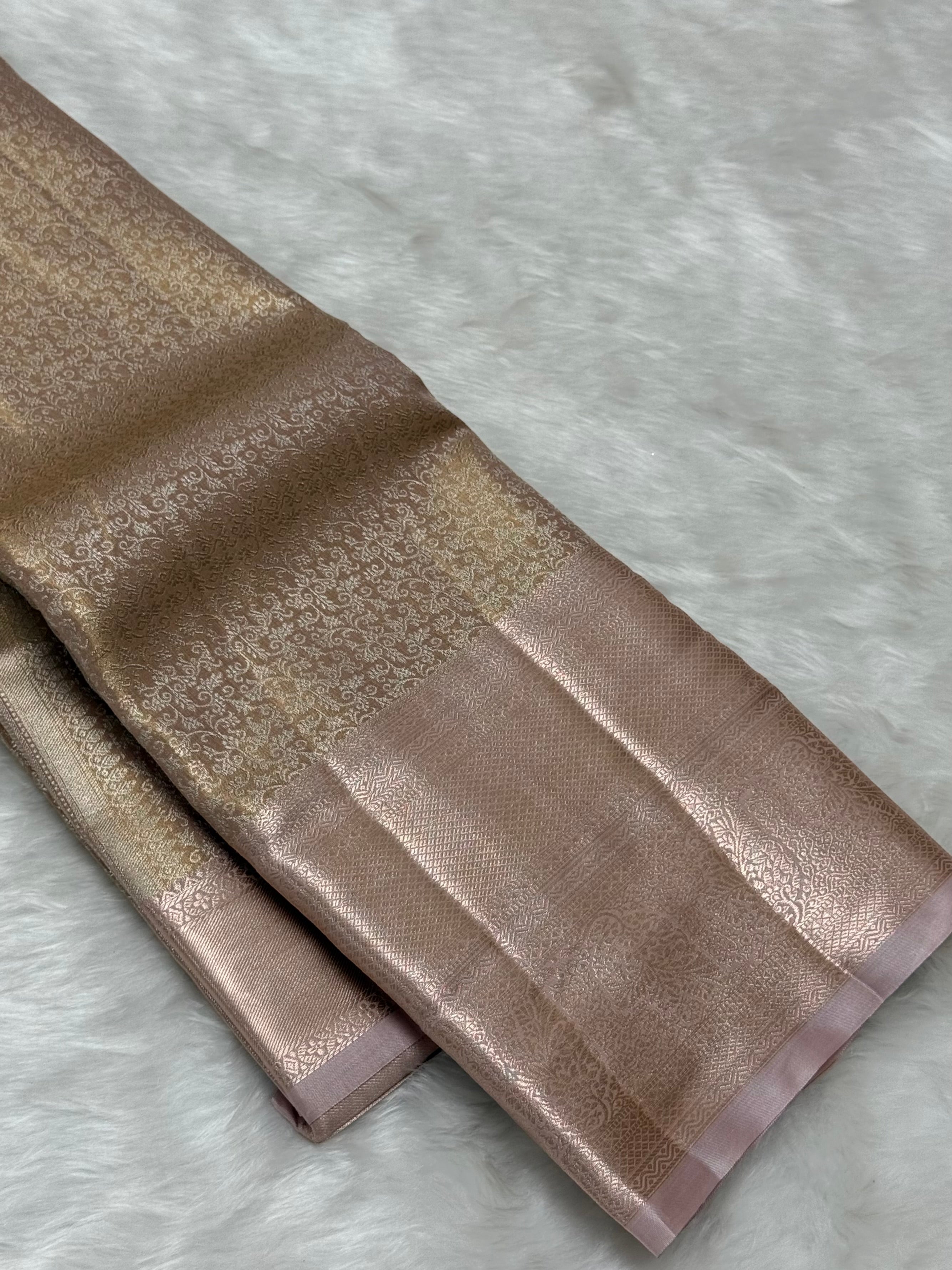 PREMIUM SEMI KANCHI TISSUE SILK SAREE - CHAMPAGNE PEACH