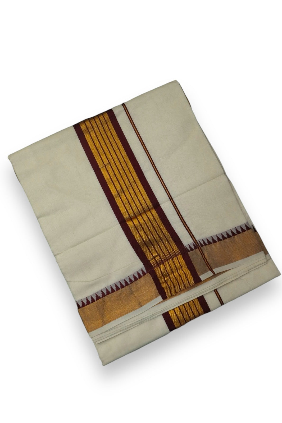 KERALA KASAVU SAREE WITH MAROON & GOLD BORDER