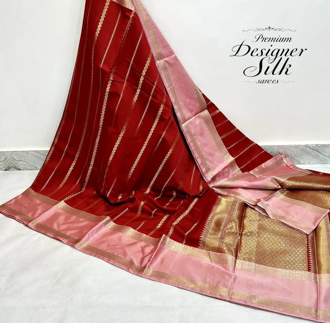 PREMIUM DESIGNER SEMI SILK SAREES - RED