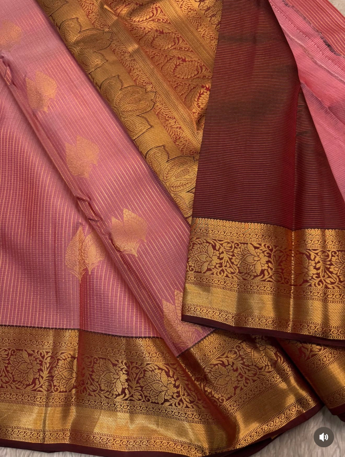 KANCHIPURAM PURE SILK SAREE | SILKMARK® CERTIFIED - BLUSH ROSE