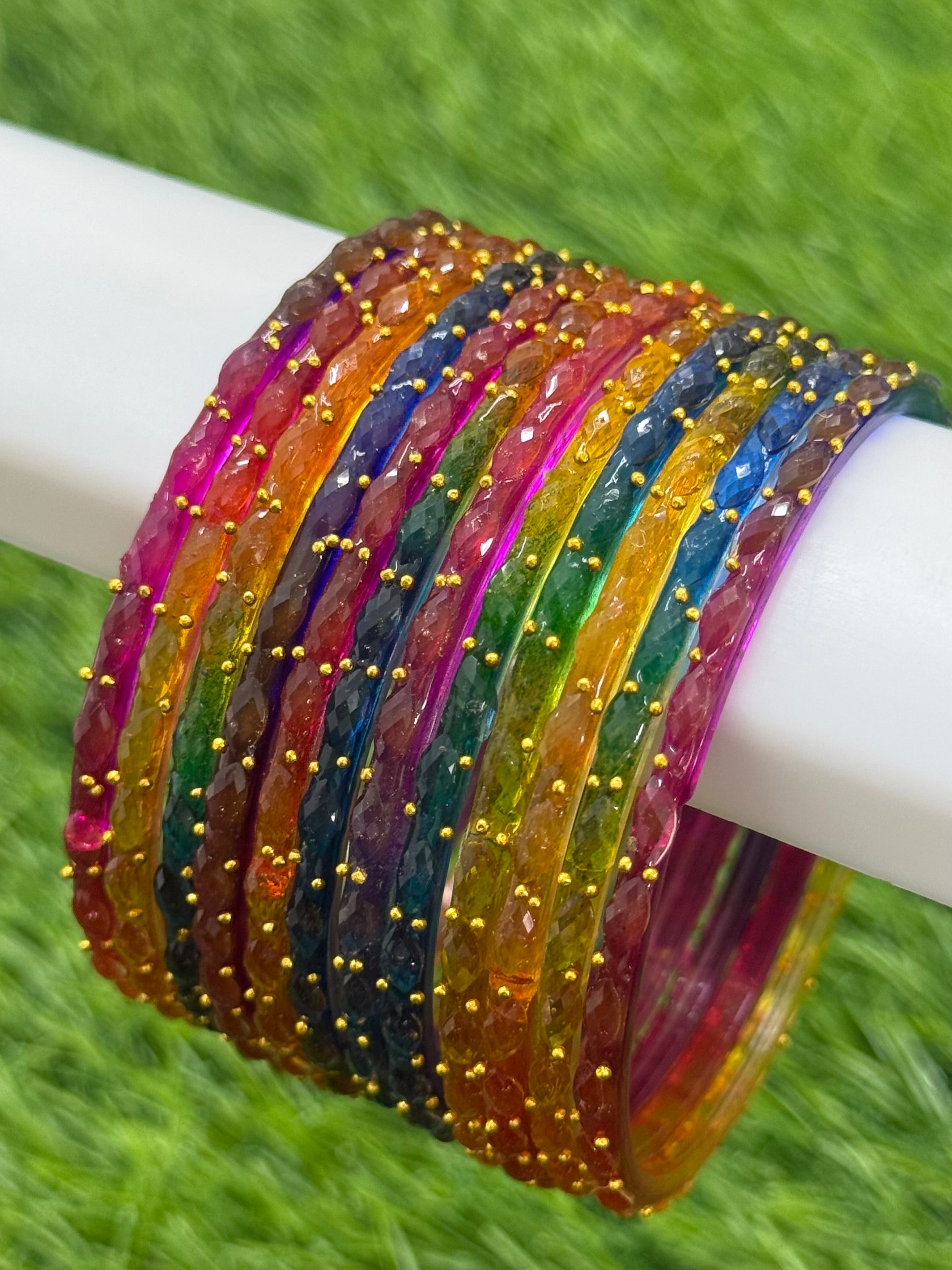 RAINDROP GLASS BANGLES PACK OF 12