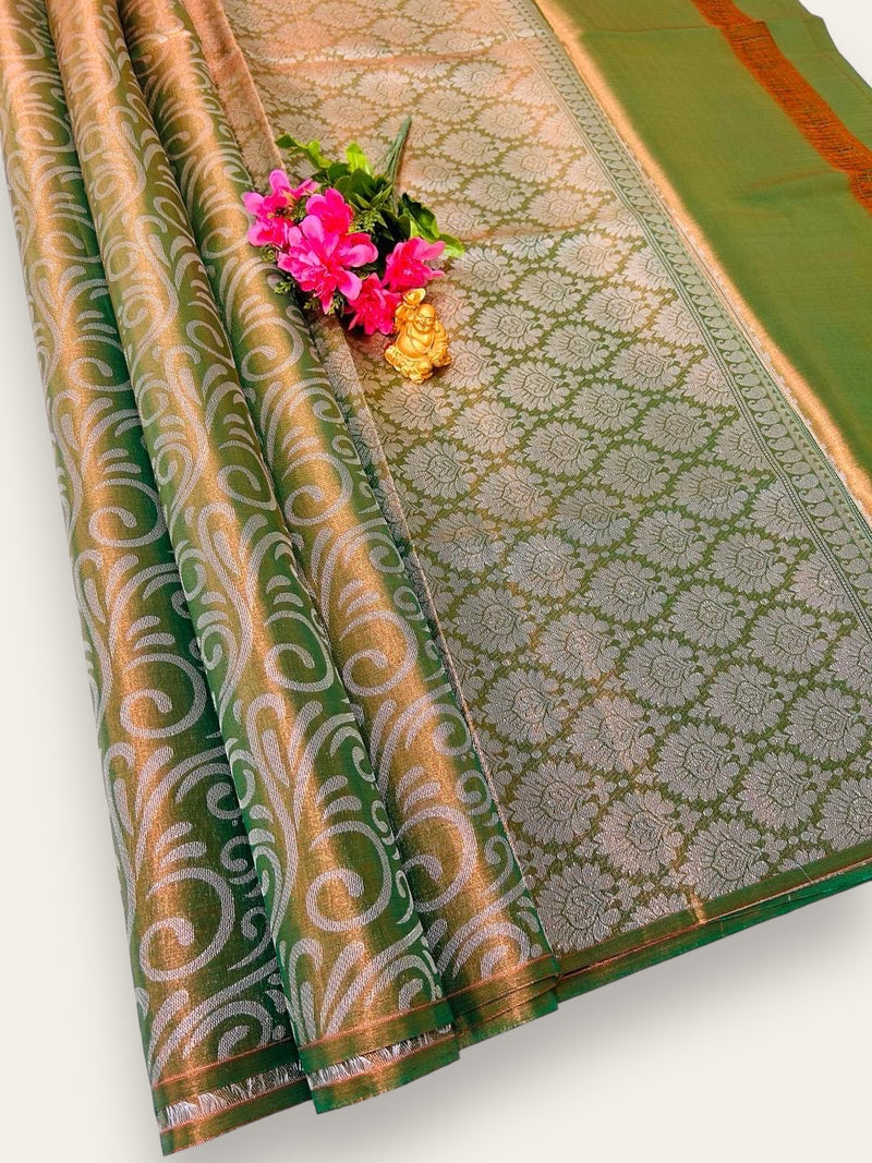 FANCY TISSUE SILK WEDDING SAREE - LIGHT GREEN