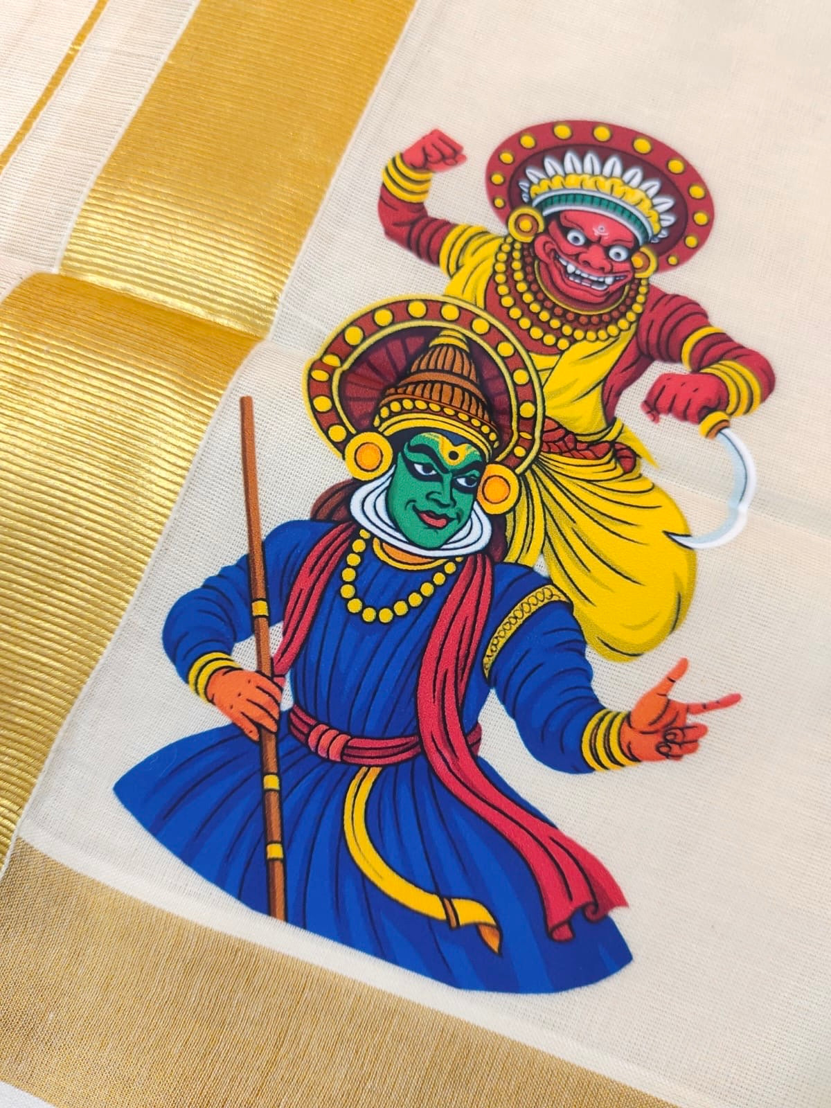 PREMIUM GOLDEN KASAVU PRINTED DOUBLE MUNDU