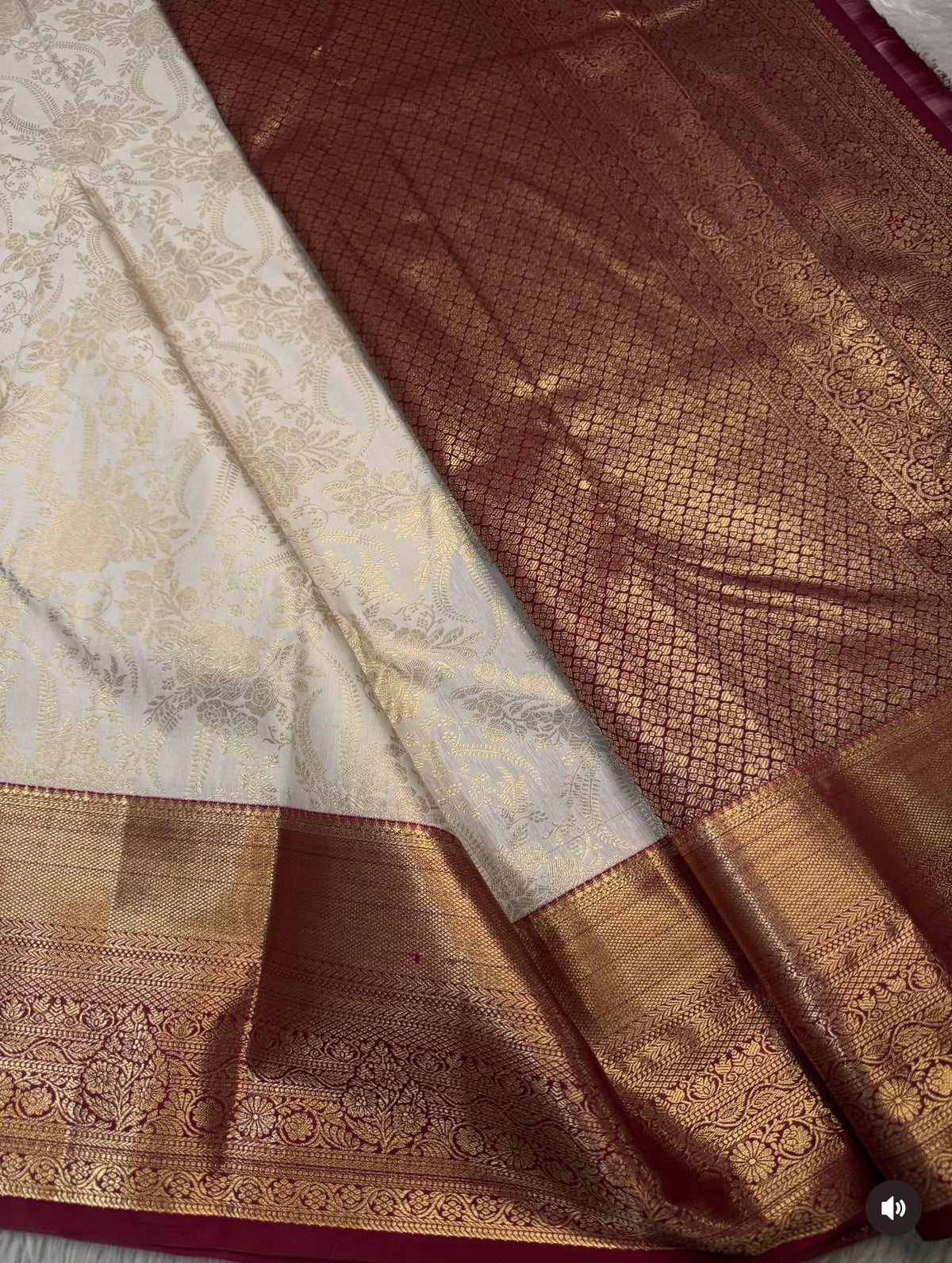 PREMIUM SEMI KANCHI SILK SAREE - CREAM