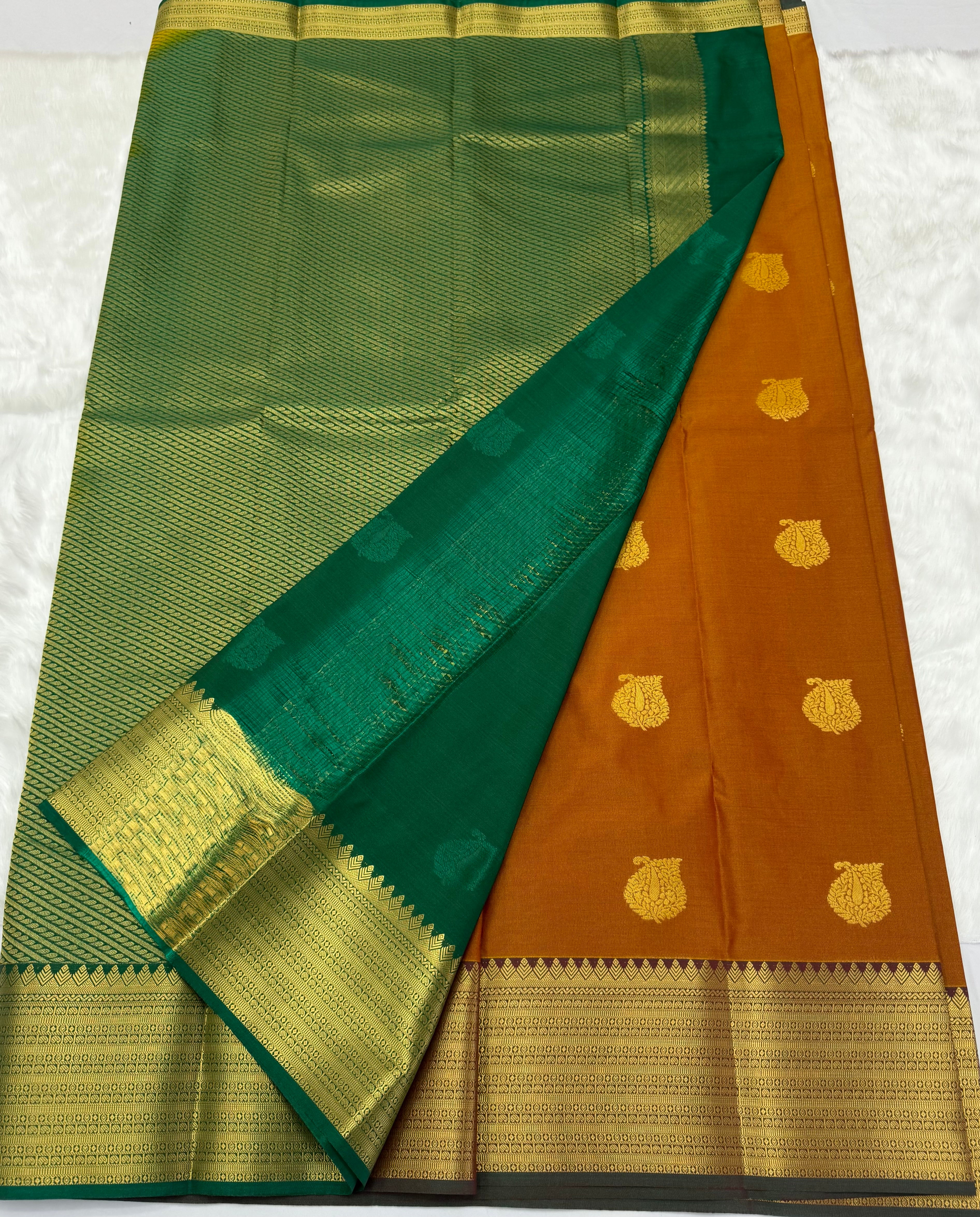 PREMIUM SEMI KANCHI SILK SAREE - OCHRE YELLOW