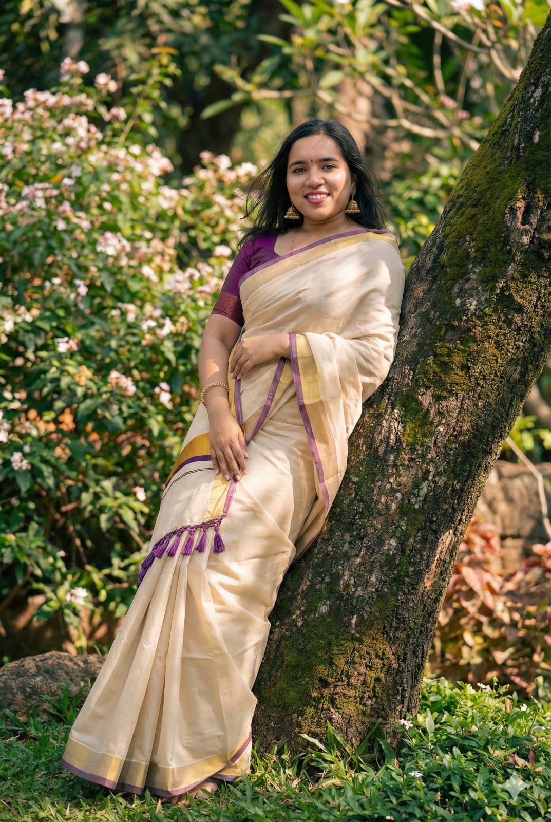 SOLID/PLAIN HANDLOOM TISSUE SAREE ( PURPLE,BEIGE,GOLD)