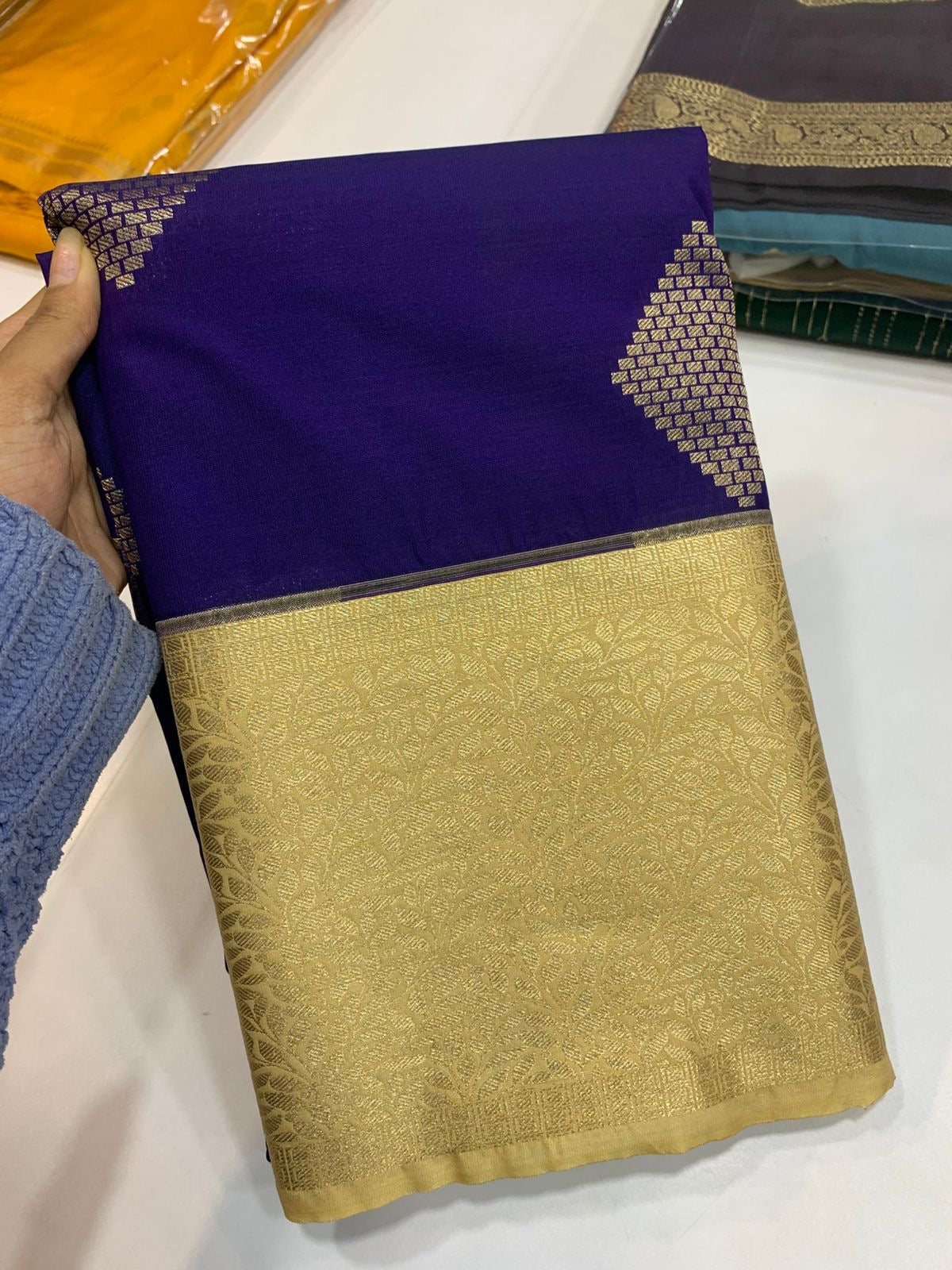 PREMIUM SEMI KANCHI SILK SAREE - EGGPLANT