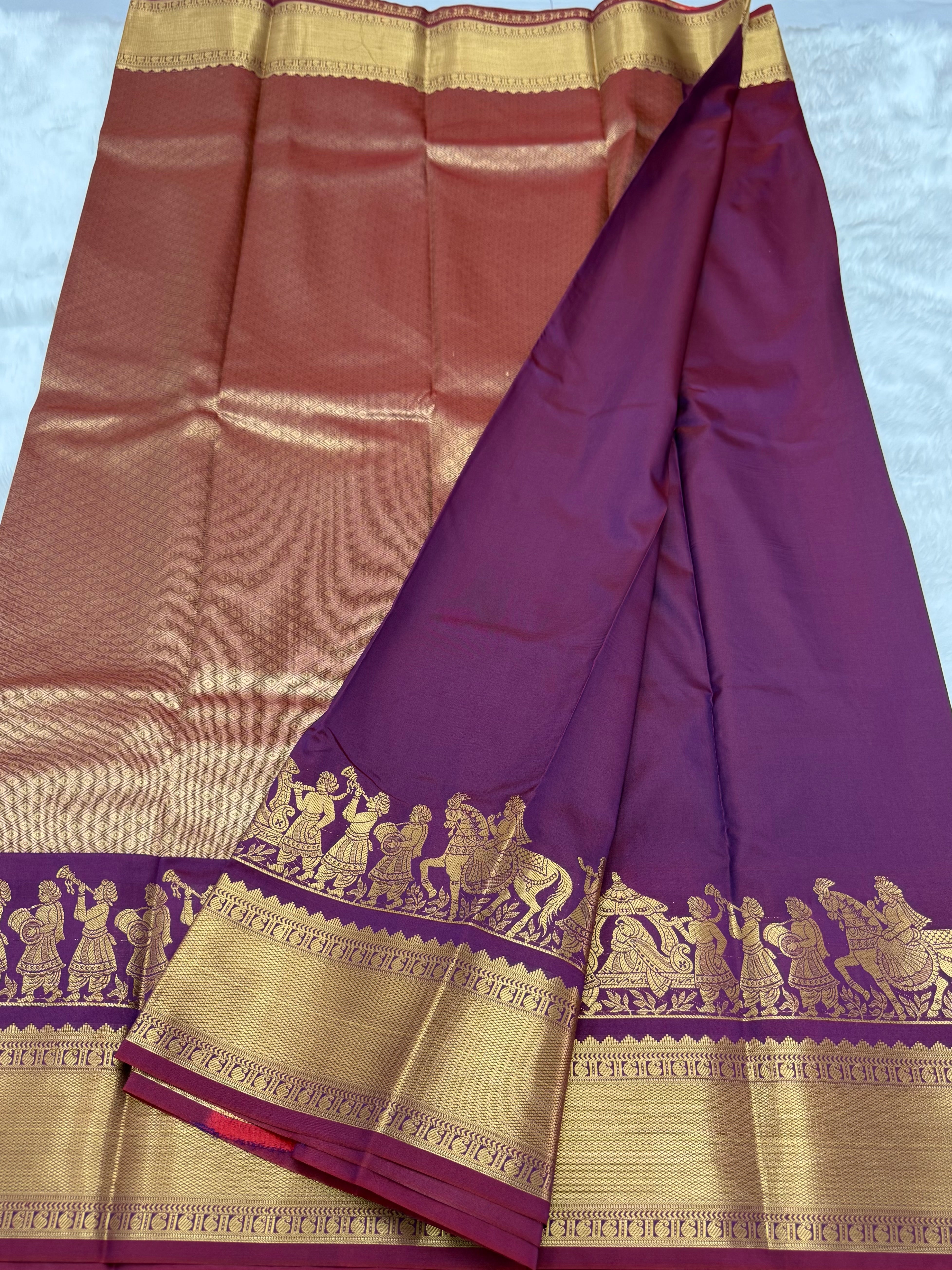 TRENDING PALLAKU DESIGN SOFT SILK SAREE - EGGPLANT