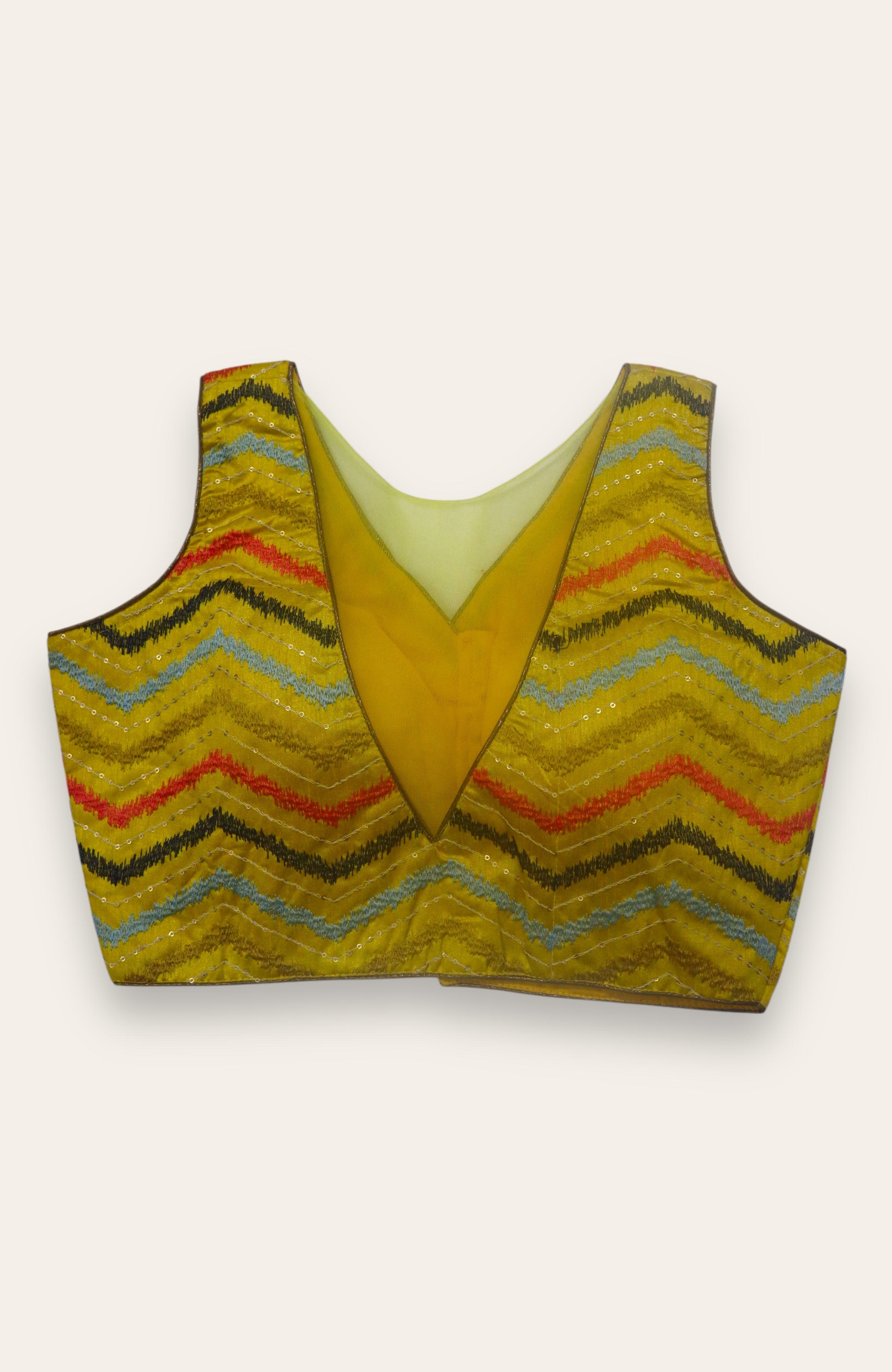 SLEEVELESS READYMADE BLOUSE - YELLOW