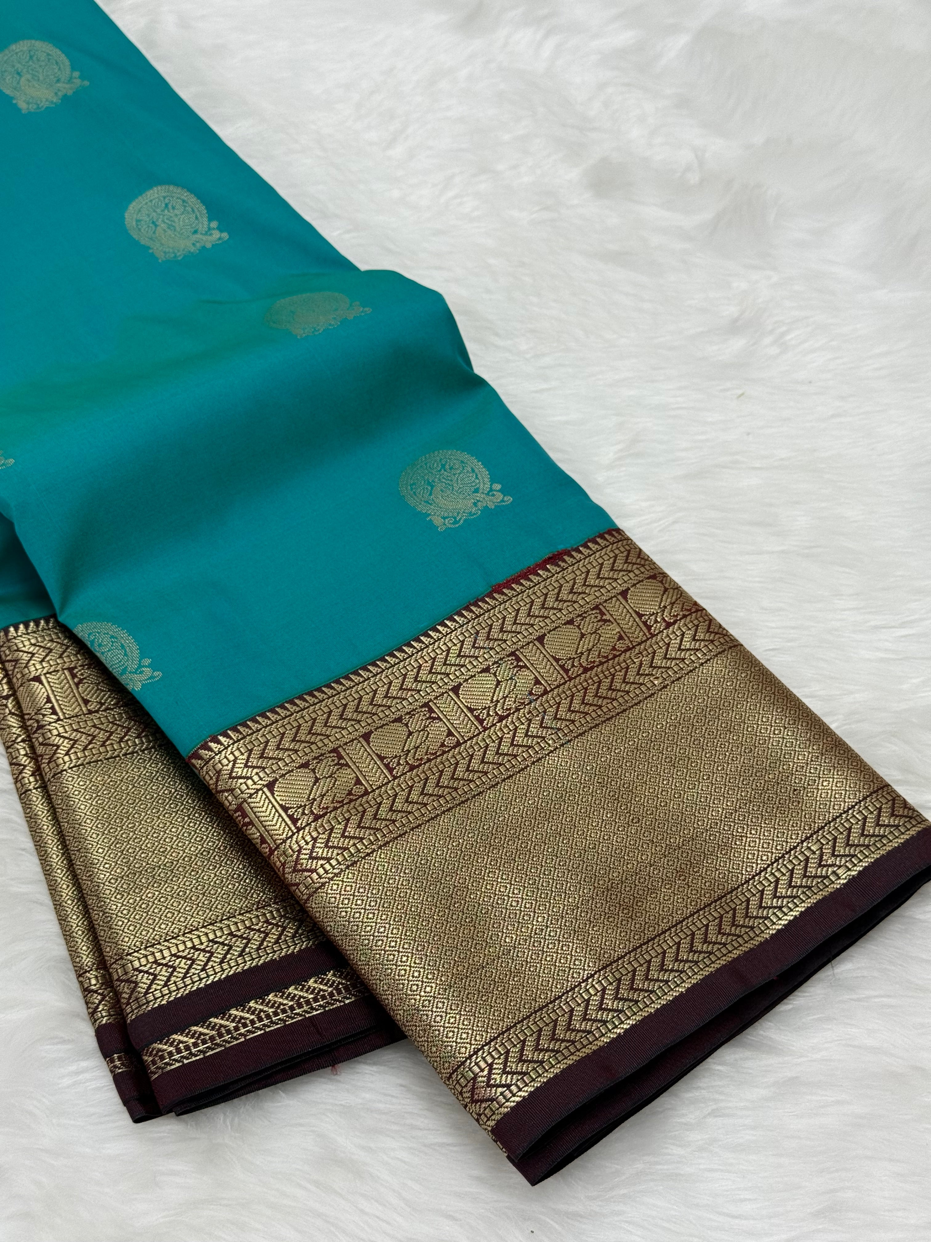 PREMIUM SEMI KANCHI SILK SAREE - TROPICAL TEAL