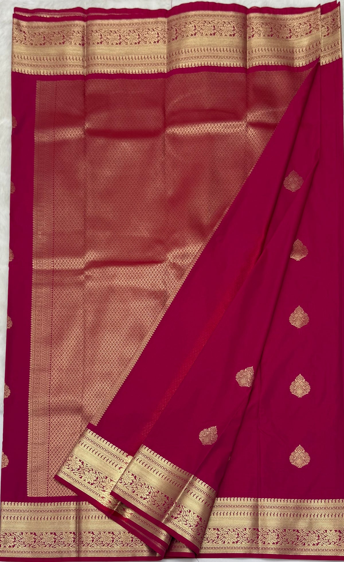 PREMIUM SEMI KANCHI SILK SAREE - FUCHIA PINK