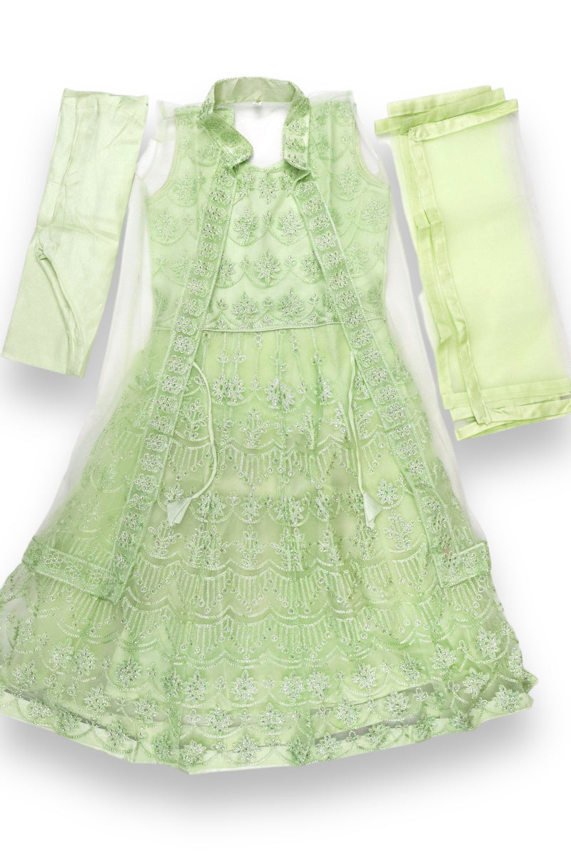 KIDS GIRLS READYMADE LEHENGA CHOLI-TEA GREEN