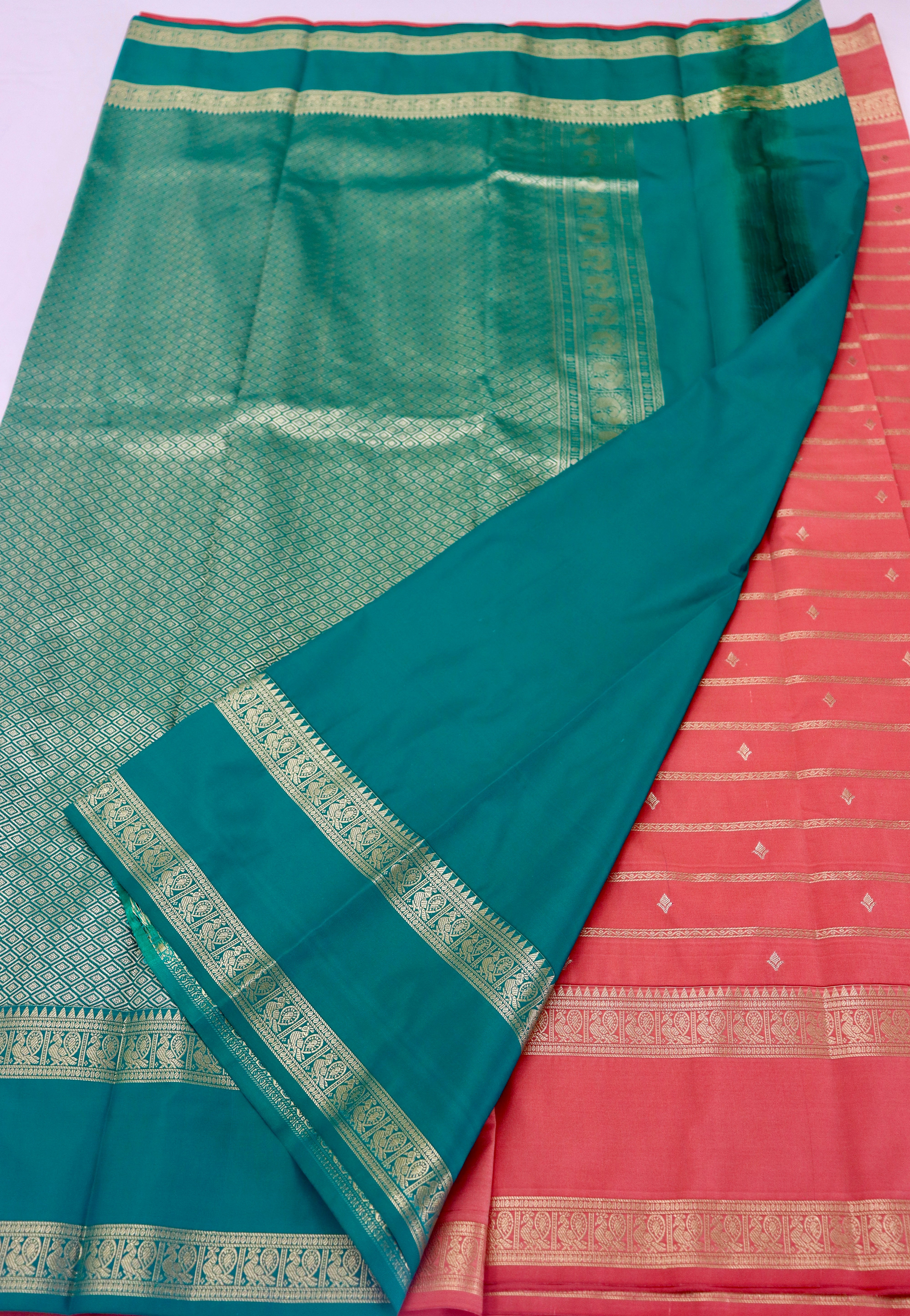 PREMIUM SEMI KANCHI SILK SAREE - BRICK PINK