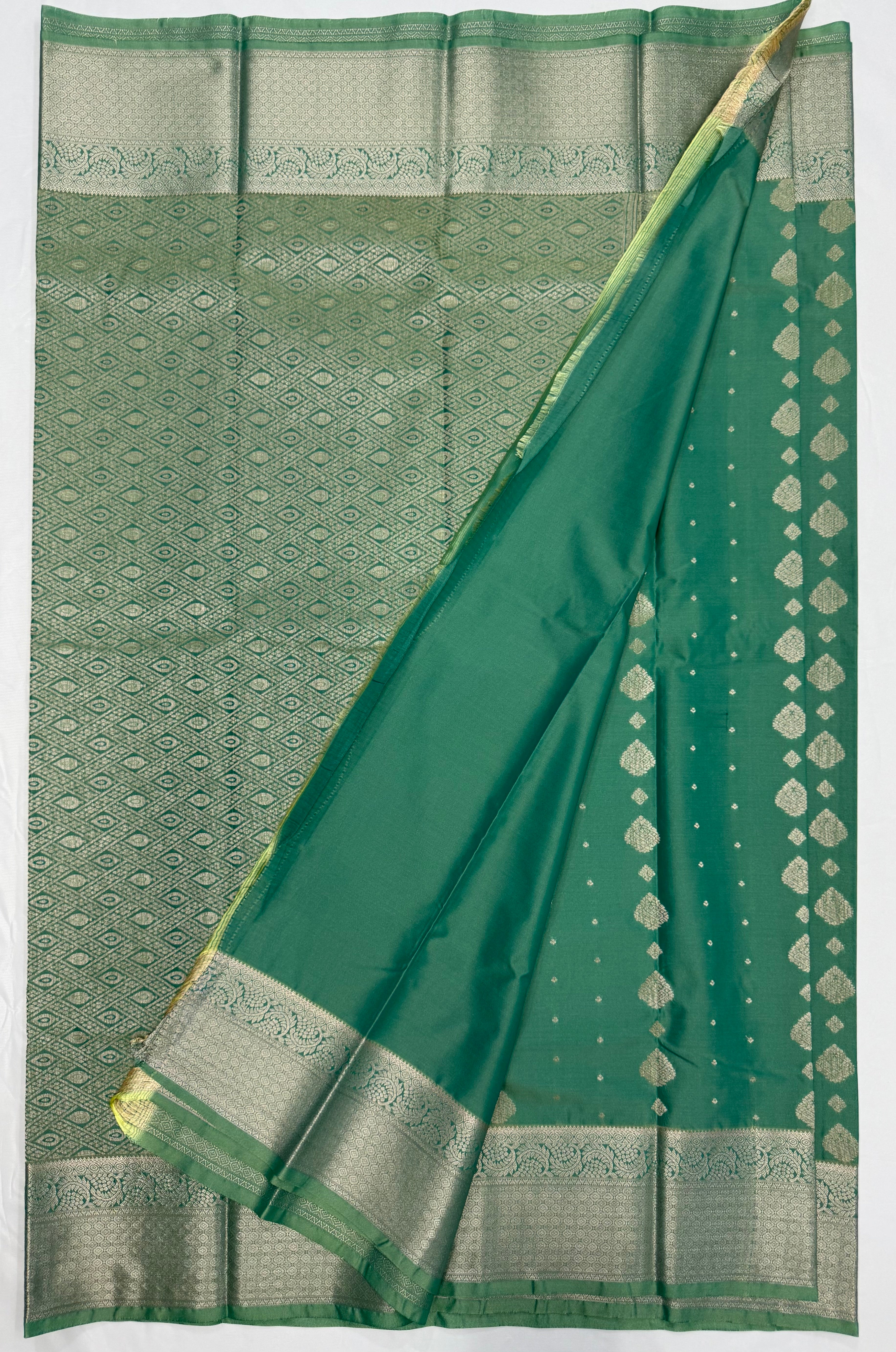 PREMIUM SEMI KANCHI SILK SAREE - SEAFOAM GREEN