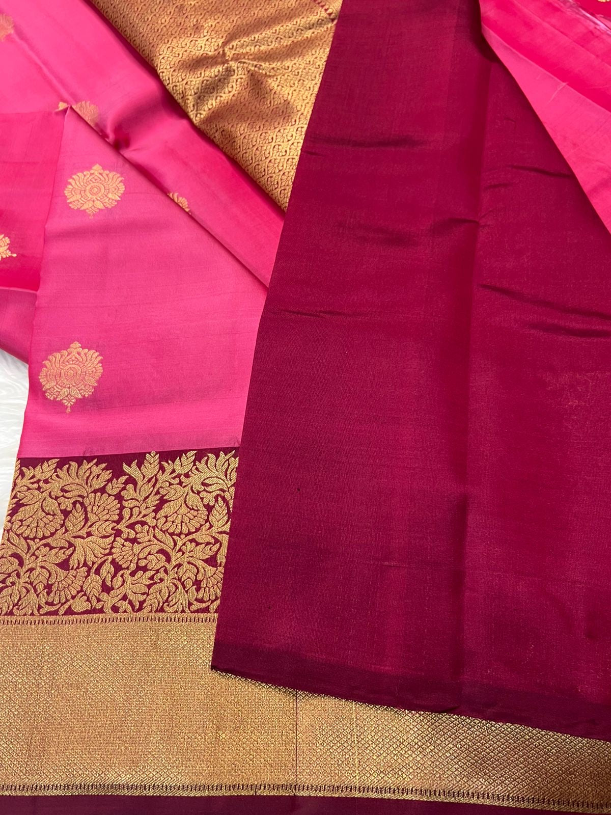 KANCHIPURAM PURE SILK SAREE | SILKMARK® CERTIFIED - HOT PINK