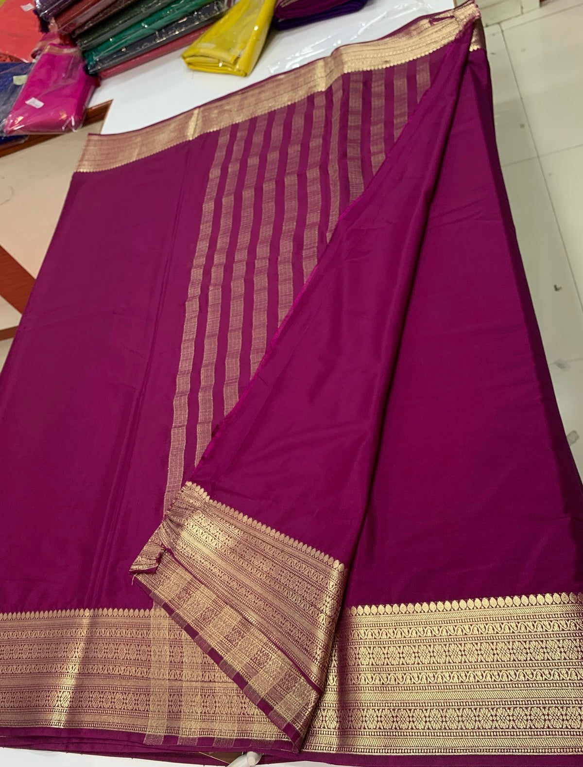 MYSORE PLAIN CREPE SILK SAREE - BYZANTINE