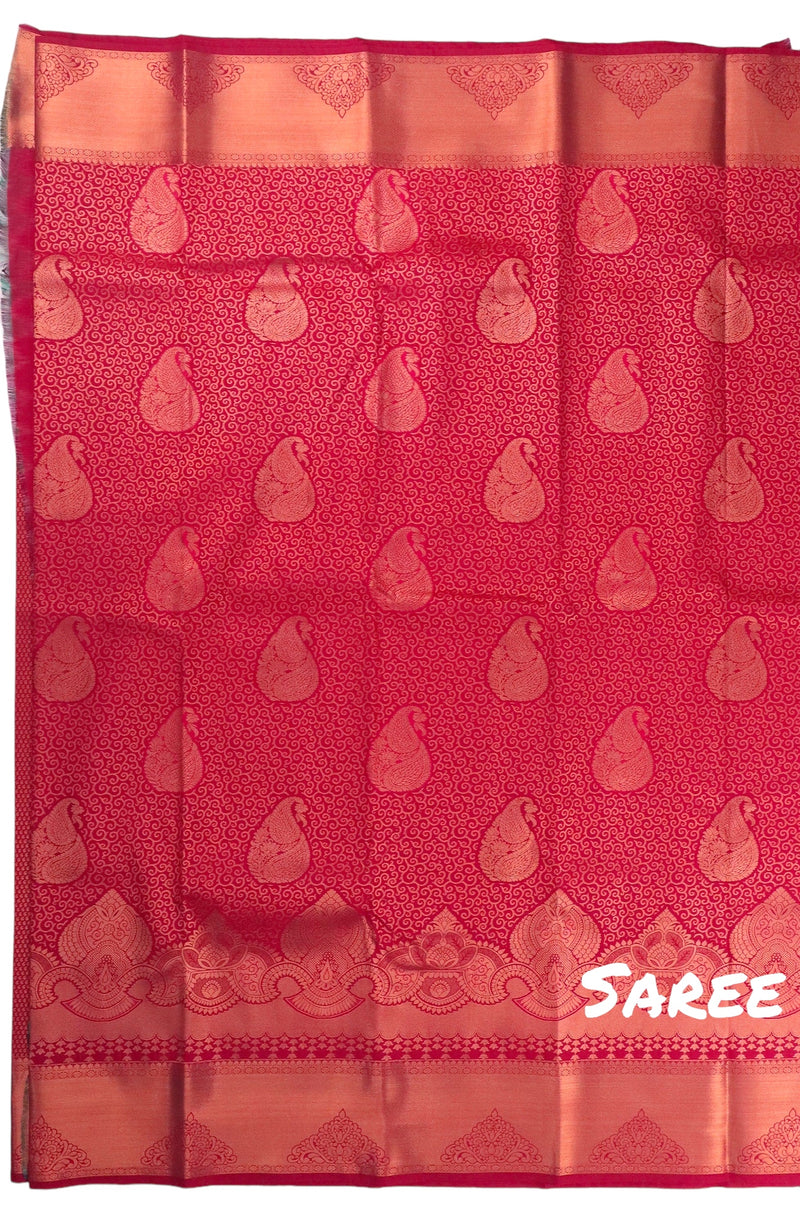 DARK PINK ART SILK SAREE WITH COPPER ZARI BORDER