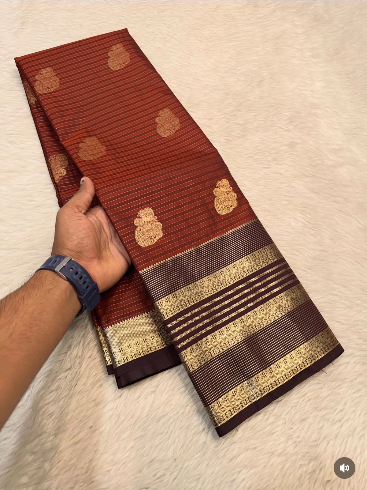 PREMIUM SEMI KANCHI SILK SAREE - RUSTY BROWN