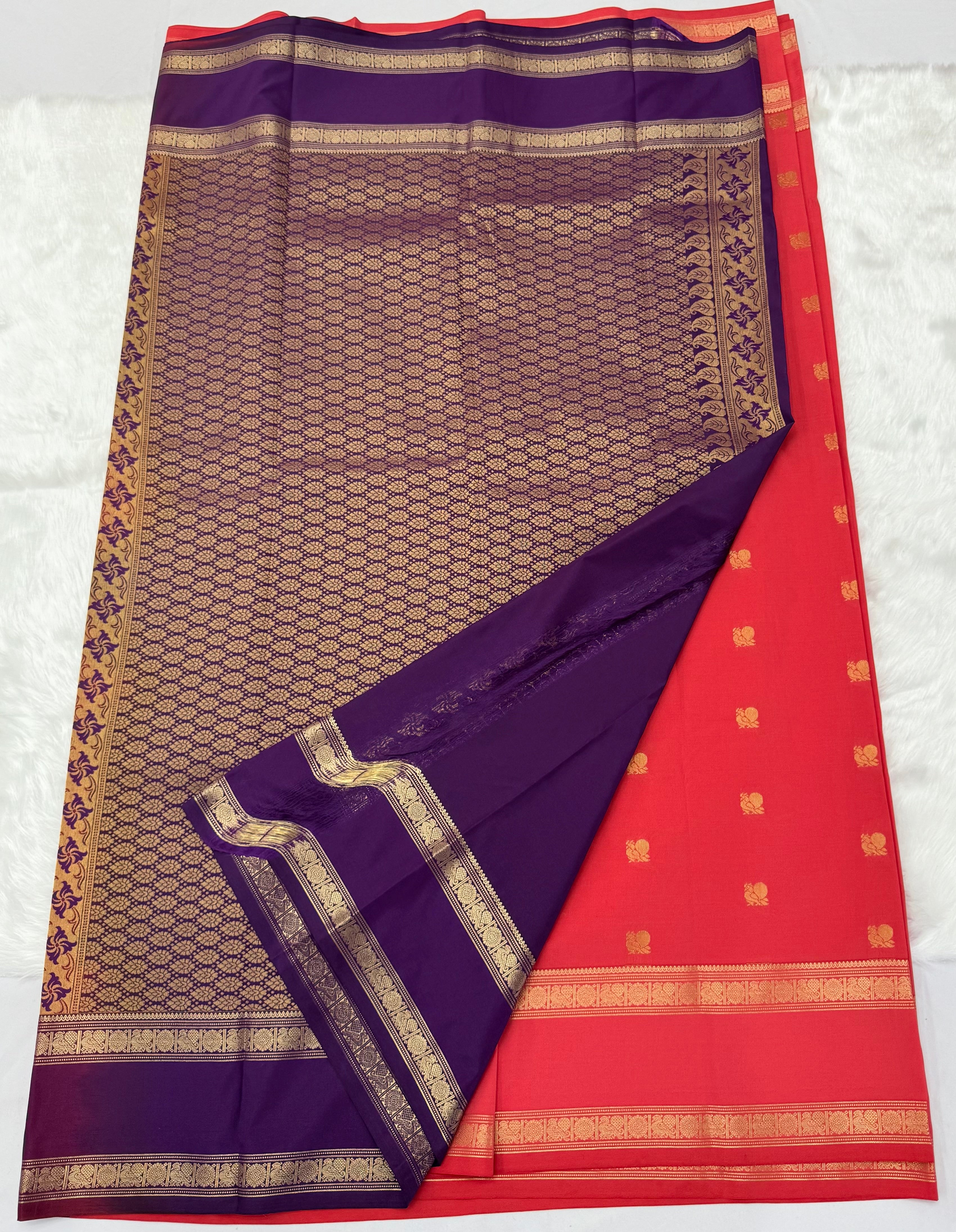 PREMIUM SEMI KANCHI SILK SAREE - BRICK RED