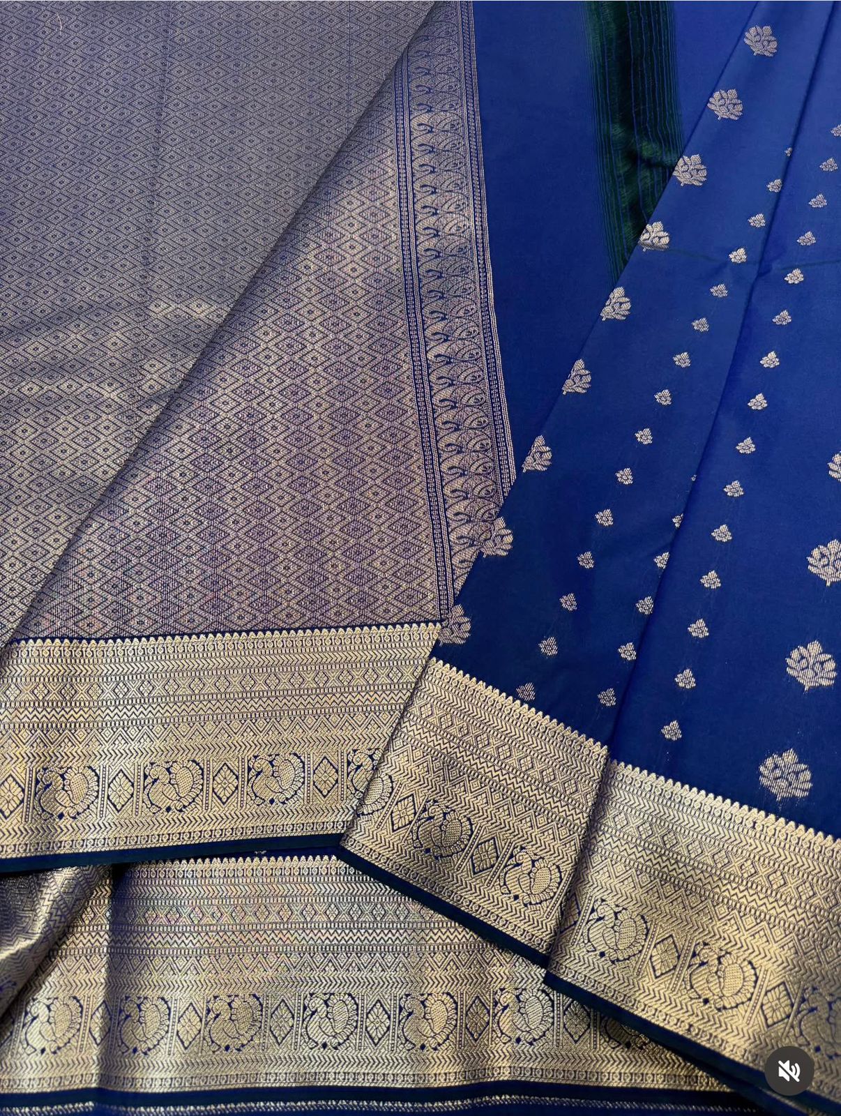 PREMIUM SEMI KANCHI SILK SAREE - NAVY BLUE