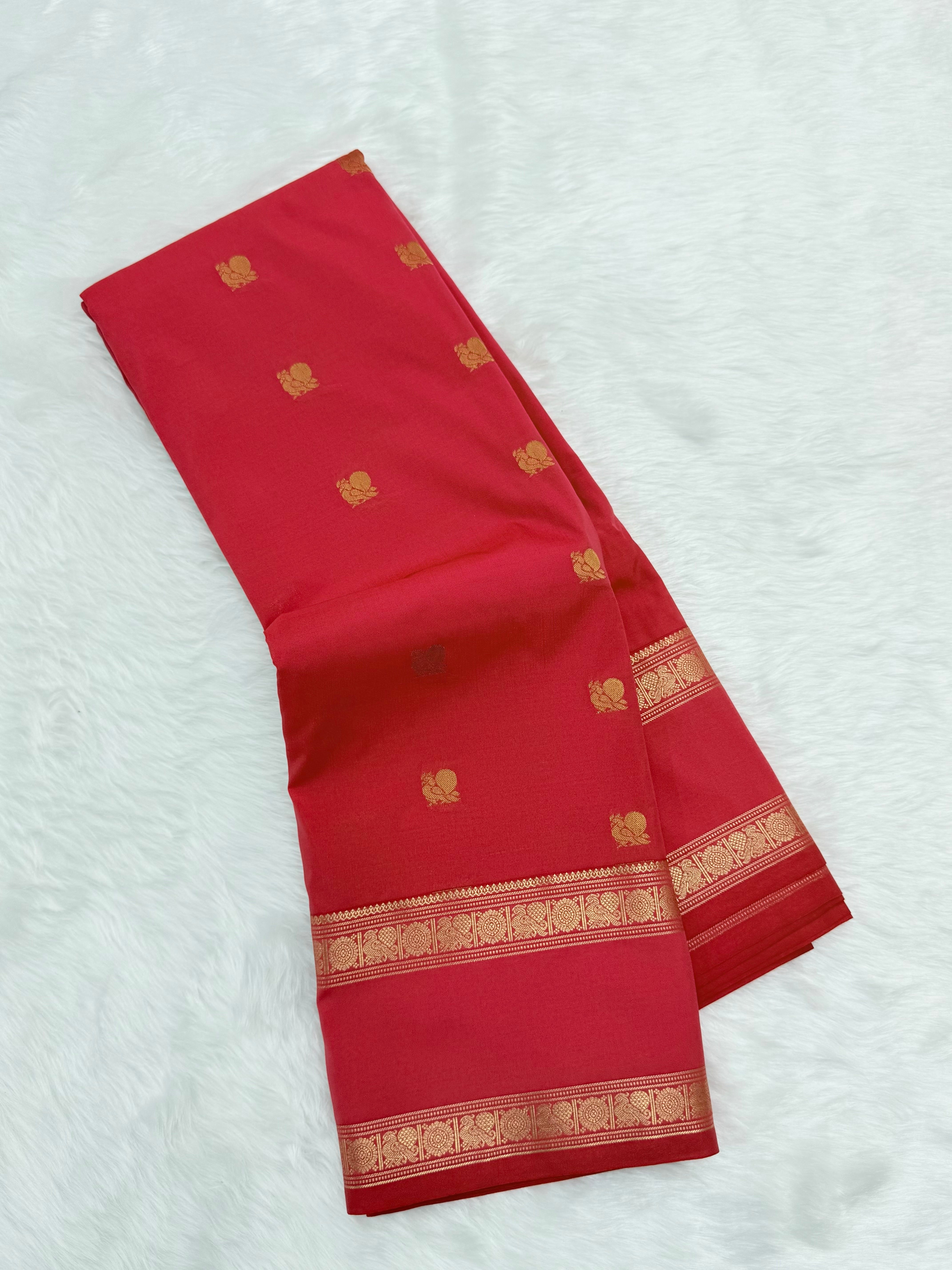 PREMIUM SEMI KANCHI SILK SAREE - BRICK RED