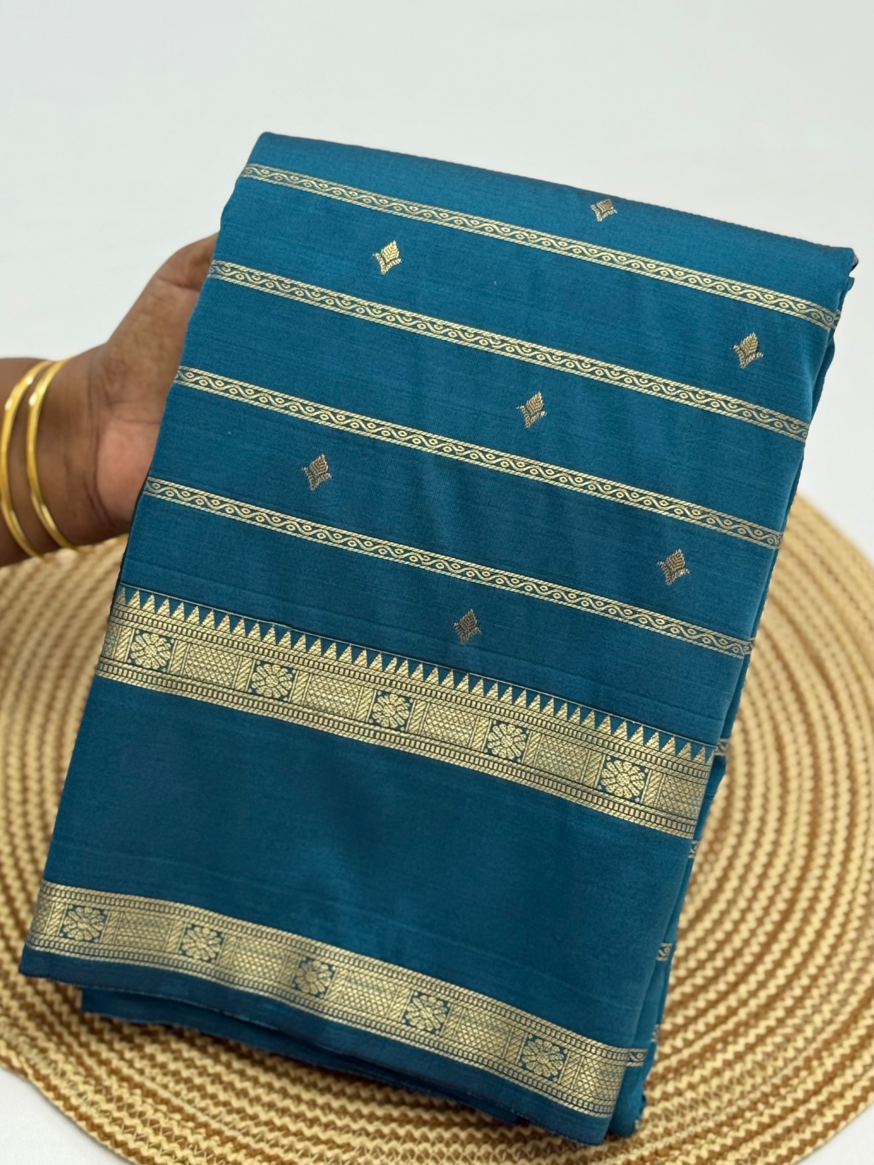 PREMIUM SEMI KANCHI SILK SAREE - TEAL GREEN