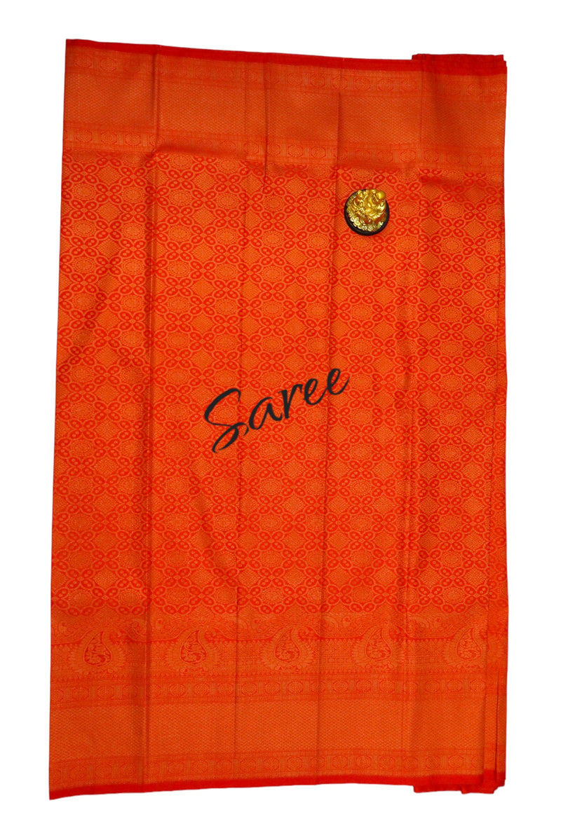 DARK ORANGE ART SILK SAREE WITH COPPER ZARI BORDER