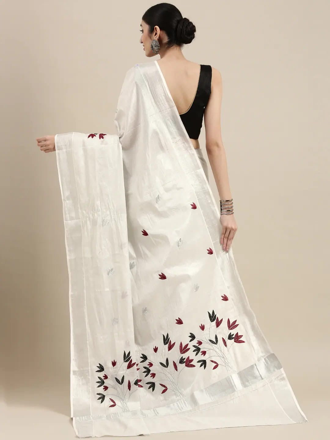 KERALA TISSUE SILK SAREE WITH SILVER BORDER