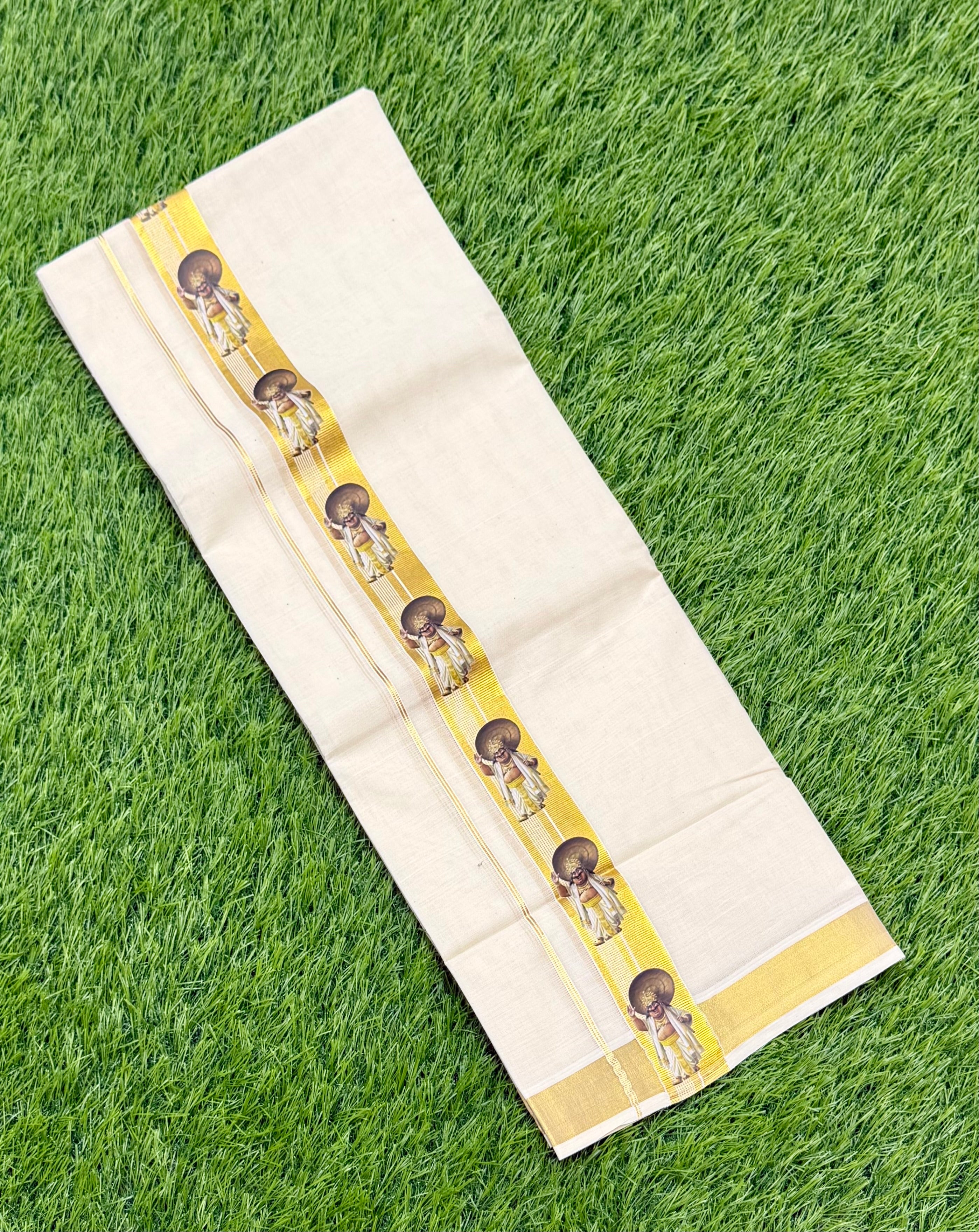 PREMIUM GOLDEN KASAVU PRINTED DOUBLE MUNDU