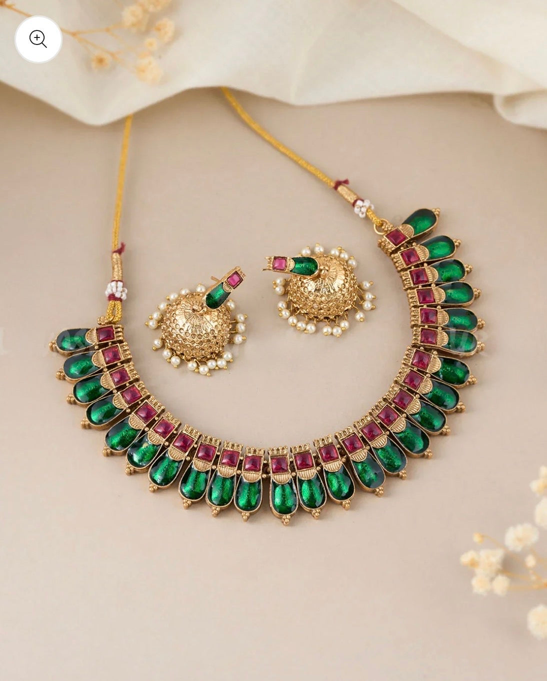 TRADITIONAL NAGAPADAM INSPIRED RUBY-GREEN NECKLACE