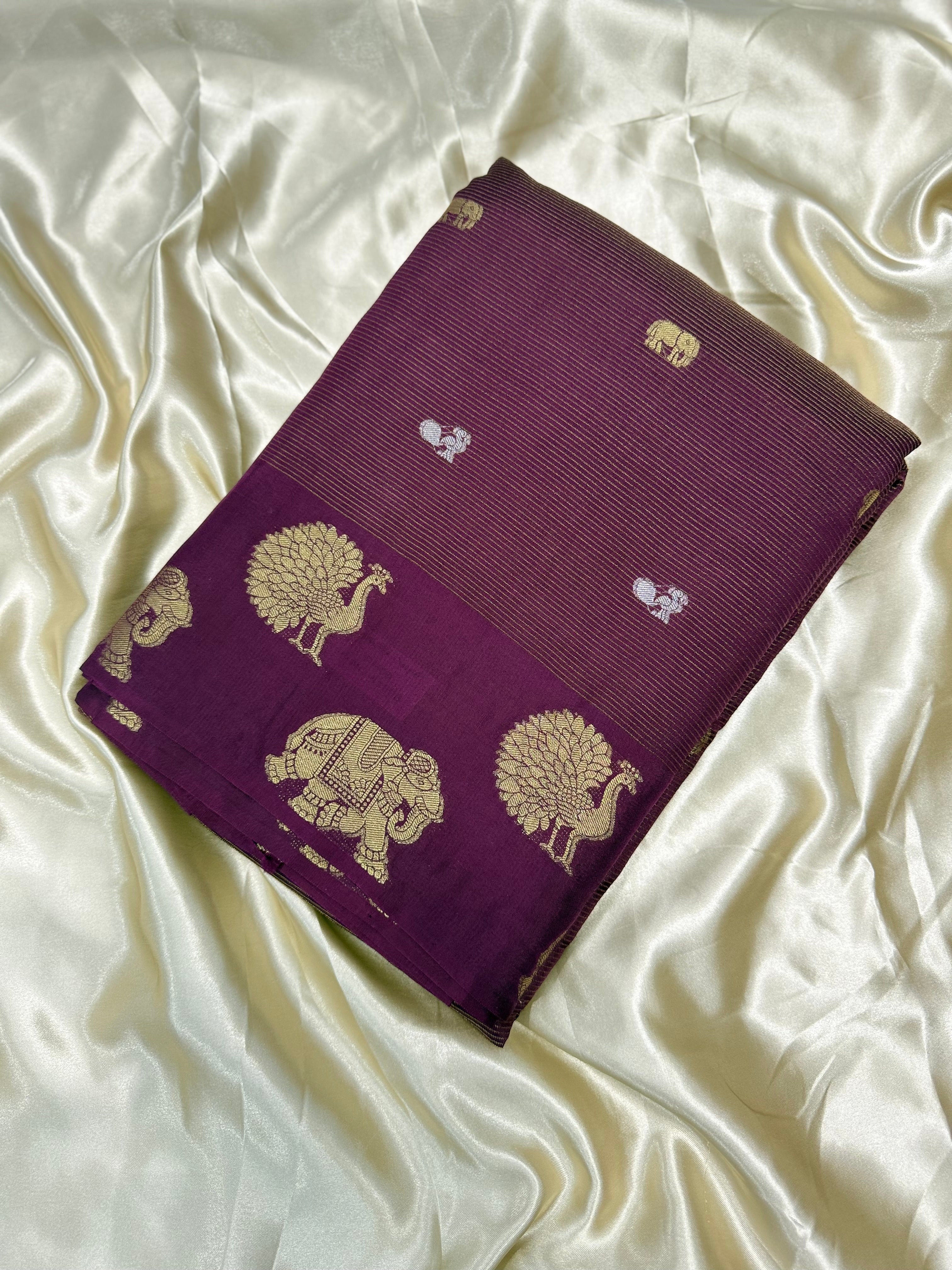 SEMI KANCHI SOFT SILK SAREE - WINE