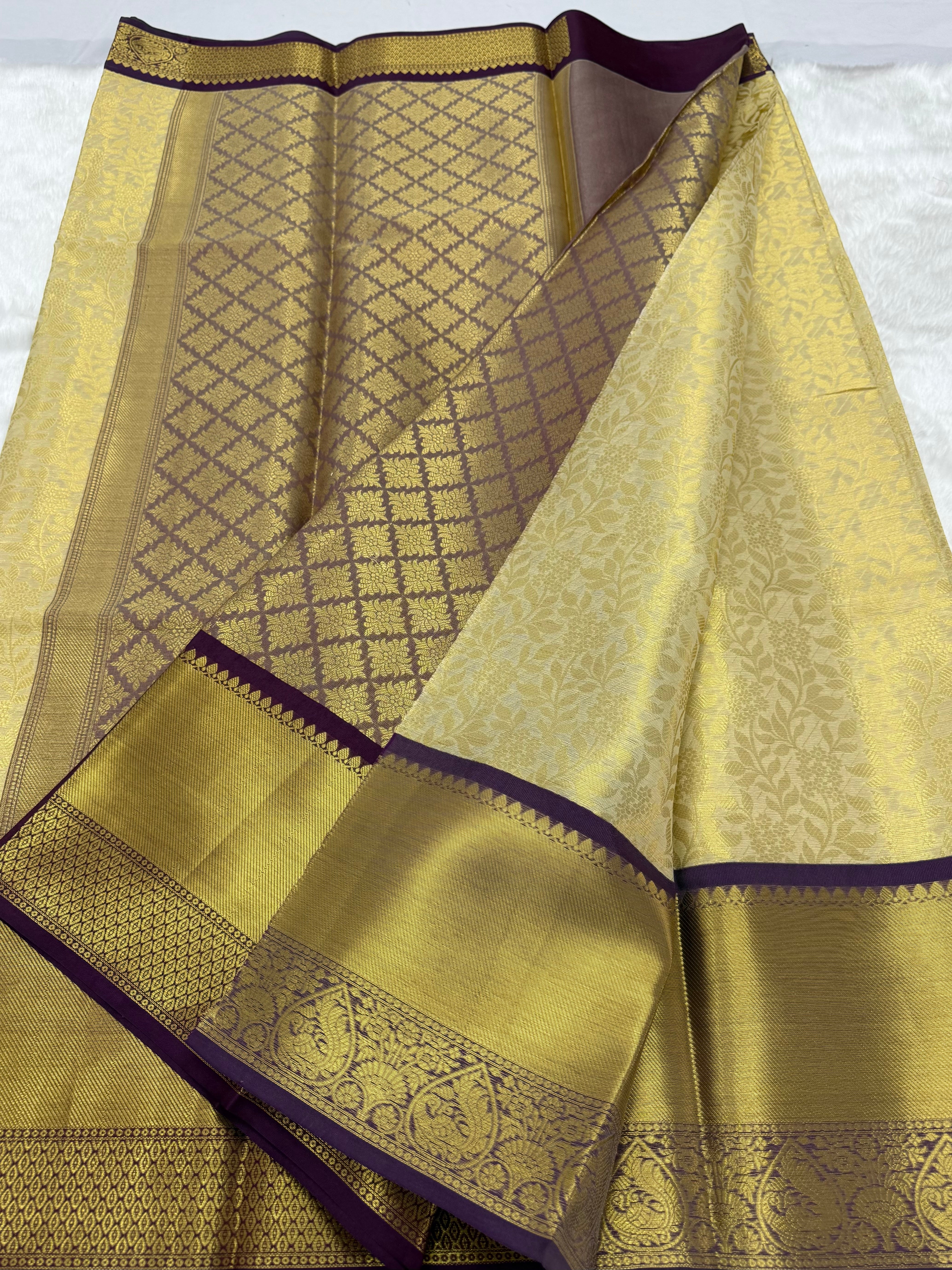 PREMIUM BANARASI TISSUE SILK SAREE - CREAM