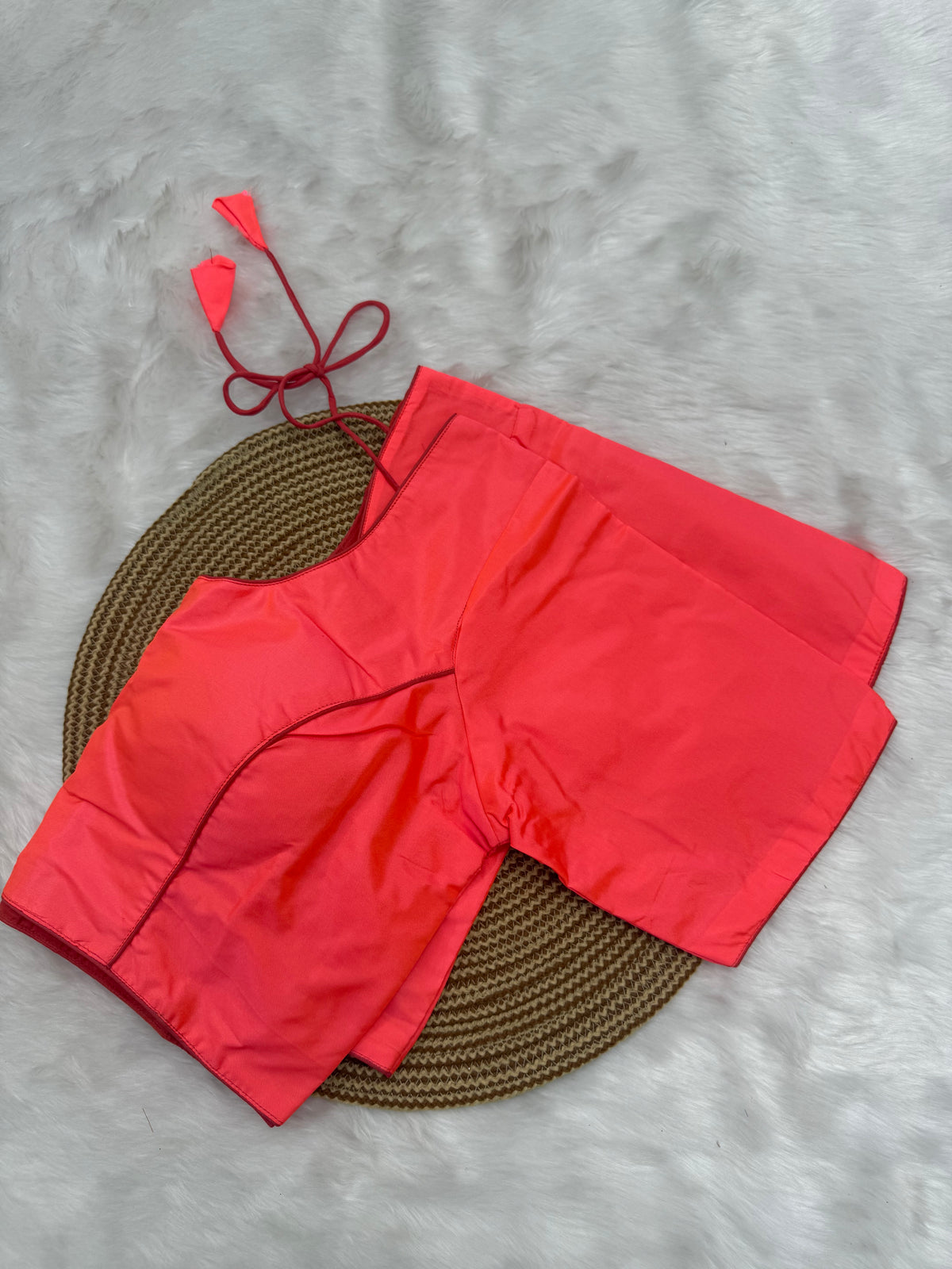 PLAIN SILK READY TO WEAR SAREE BLOUSE - GERORGIA PEACH