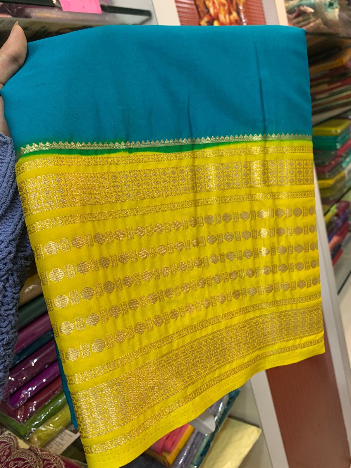 PREMIUM SEMI CREPE SILK SAREE - TEAL GREEN