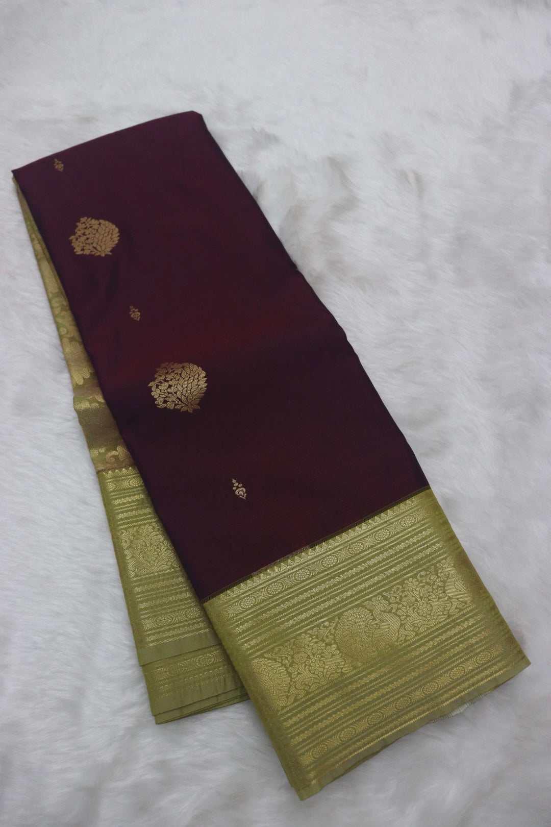 PREMIUM SEMI KANCHI SILK SAREE - DEEP BURGUNDY