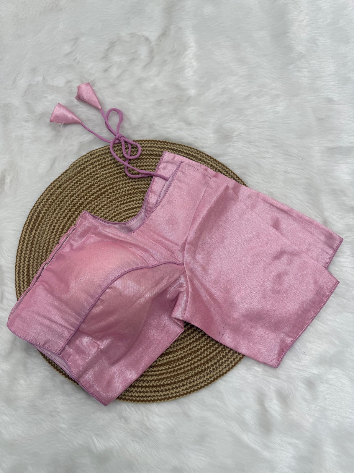 PLAIN TISSUE READY TO WEAR SAREE BLOUSE - DUSTY ROSE PINK