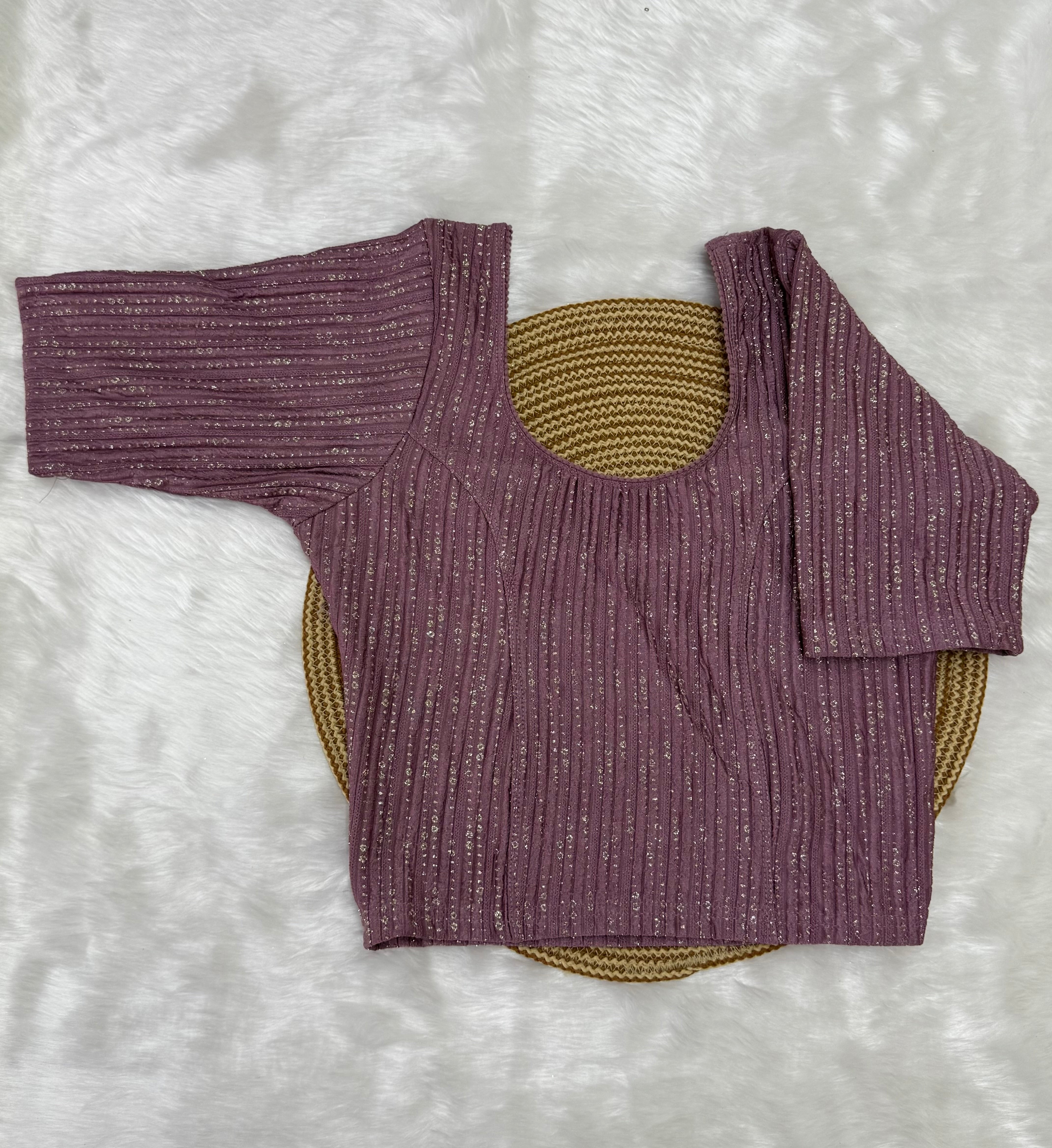 FANCY ELBOW SLEEVE STRETCHABLE BLOUSE