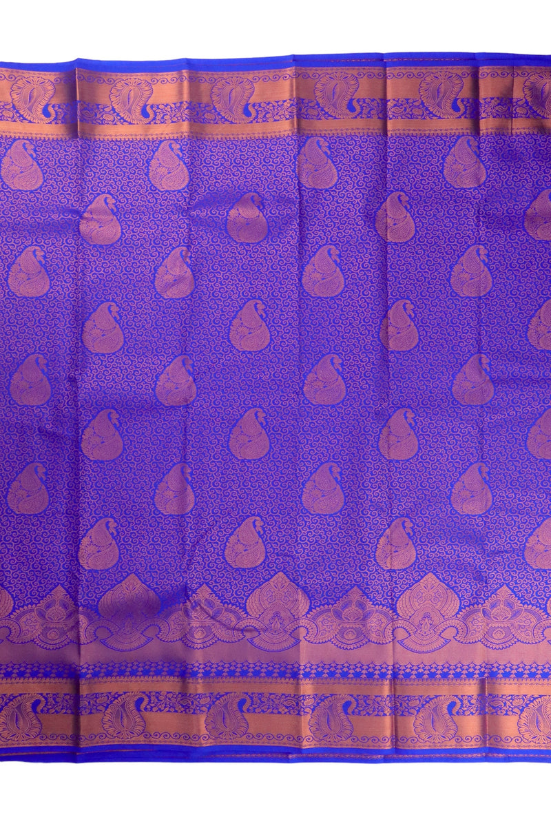 ROYAL BLUE ART SILK SAREE WITH COPPER ZARI BORDER