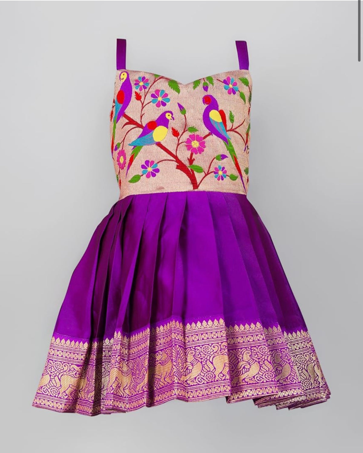 TRADITIONAL PATTU PAVADAI TAPETA SILK FROCK DRESS - PURPLE