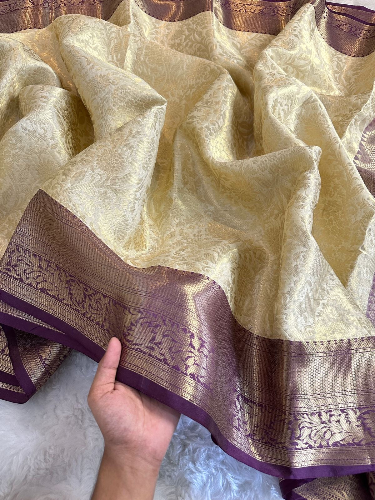 PREMIUM BANARAS TISSUE SILK SAREE - CREAM