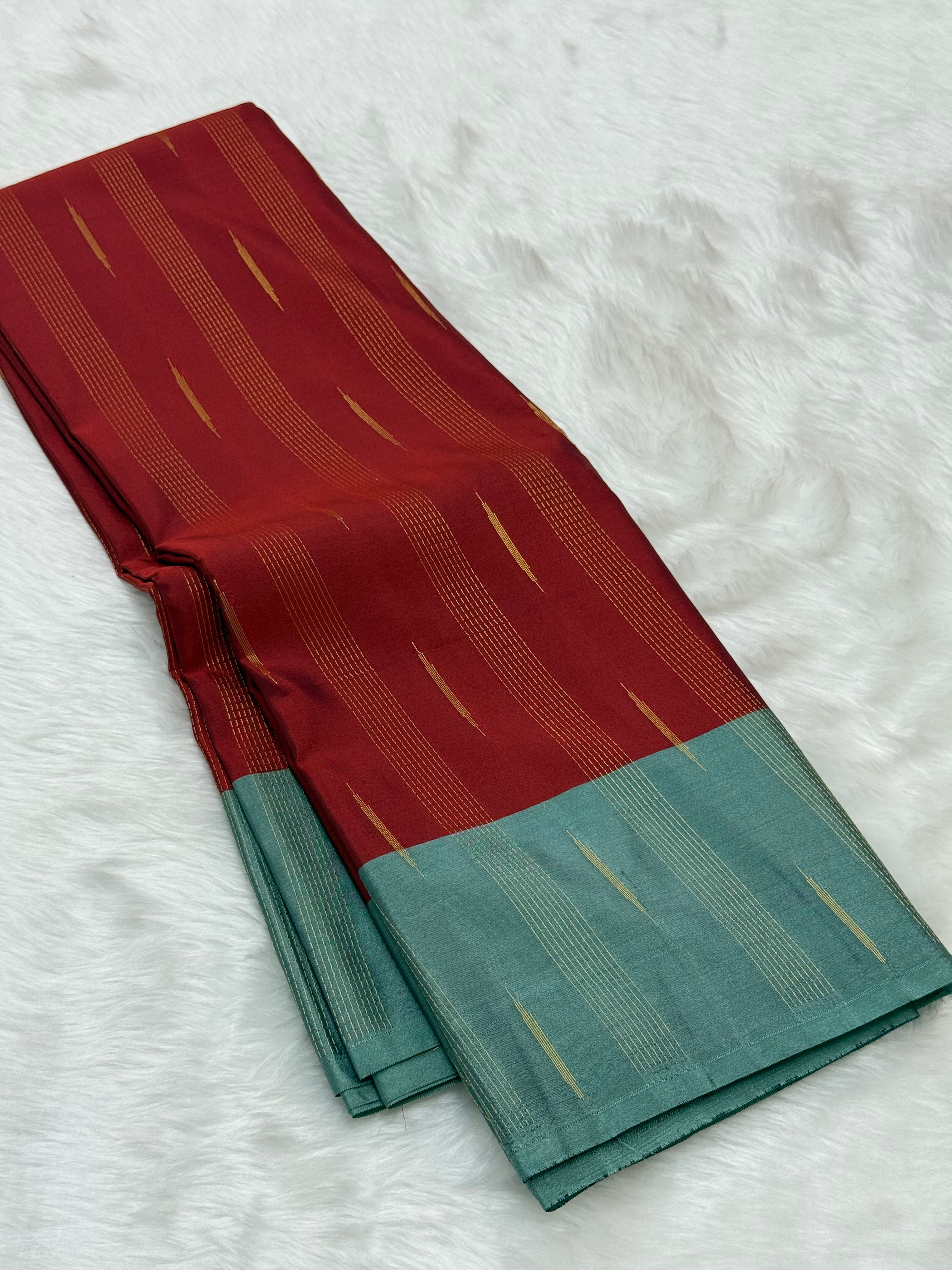 PREMIUM SEMI KANCHI SILK SAREE - DEEP MAROON