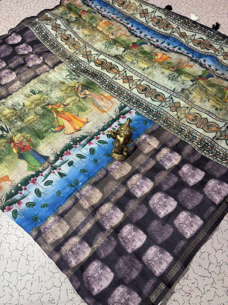 FANCY CRUSH SILK SAREE - MULTICOLOUR