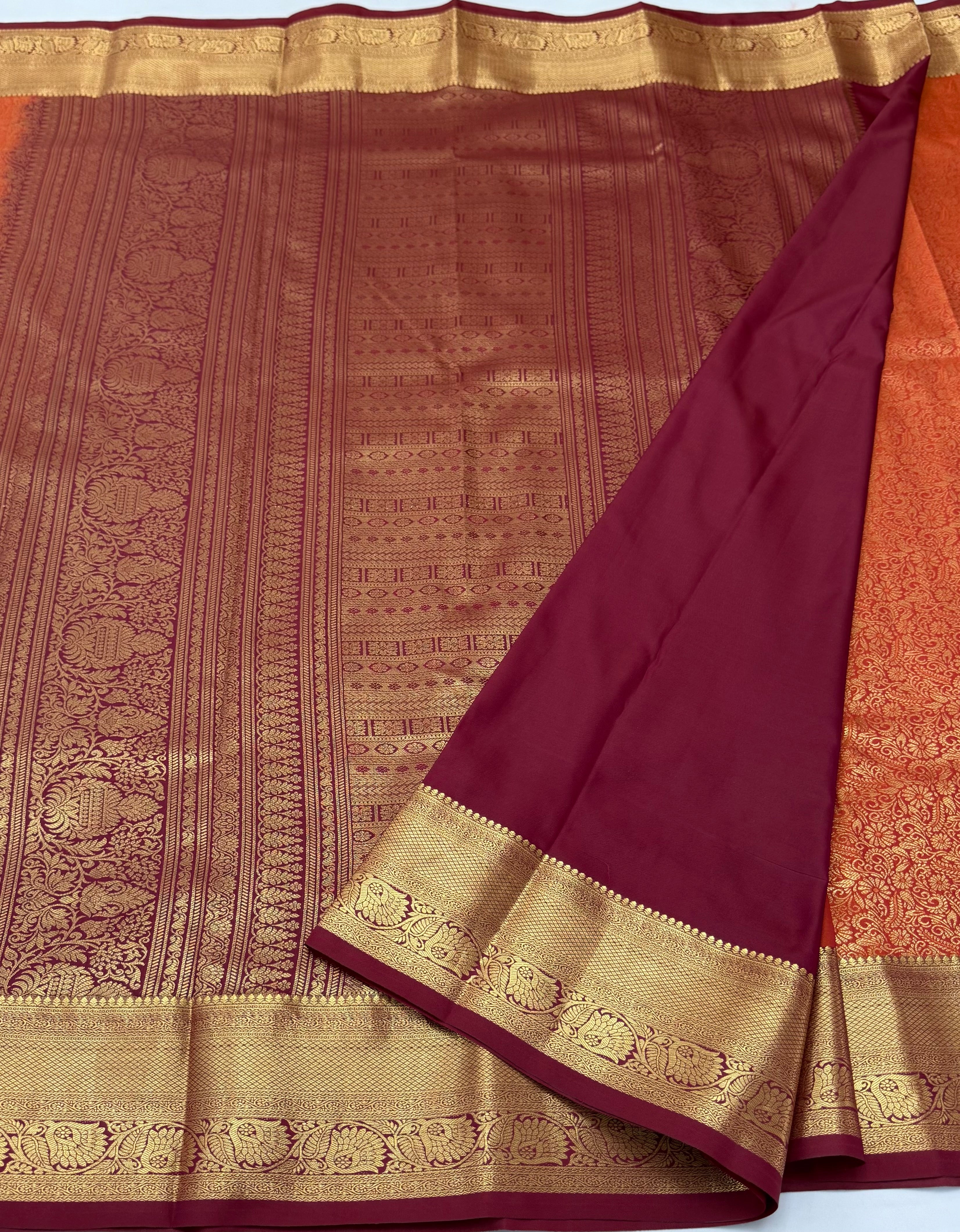BEAUTIFUL SEMI BOCADE SILK SAREE - MAROON