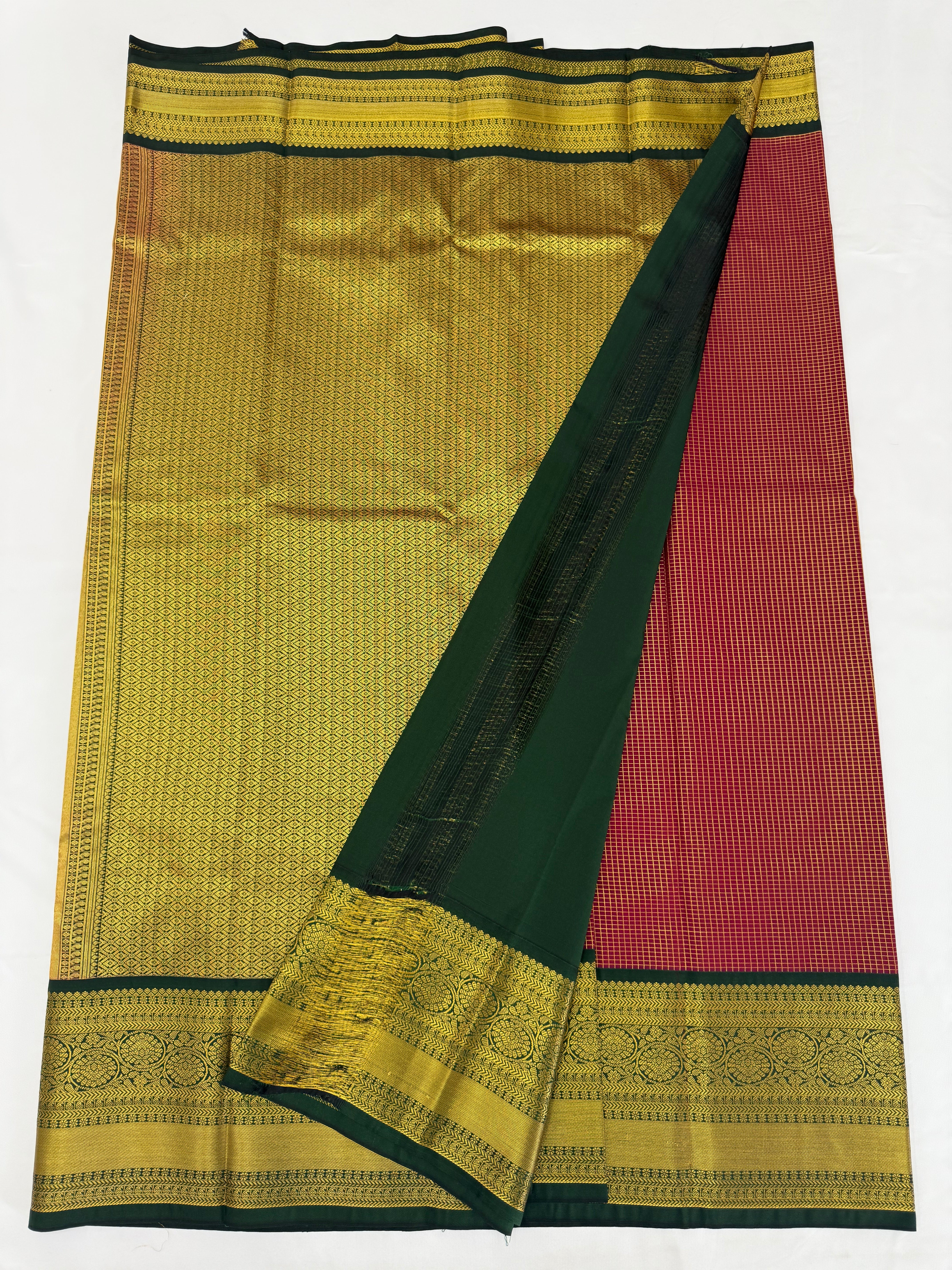 PREMIUM SEMI KANCHI SILK SAREE - VINTAGE MARRON